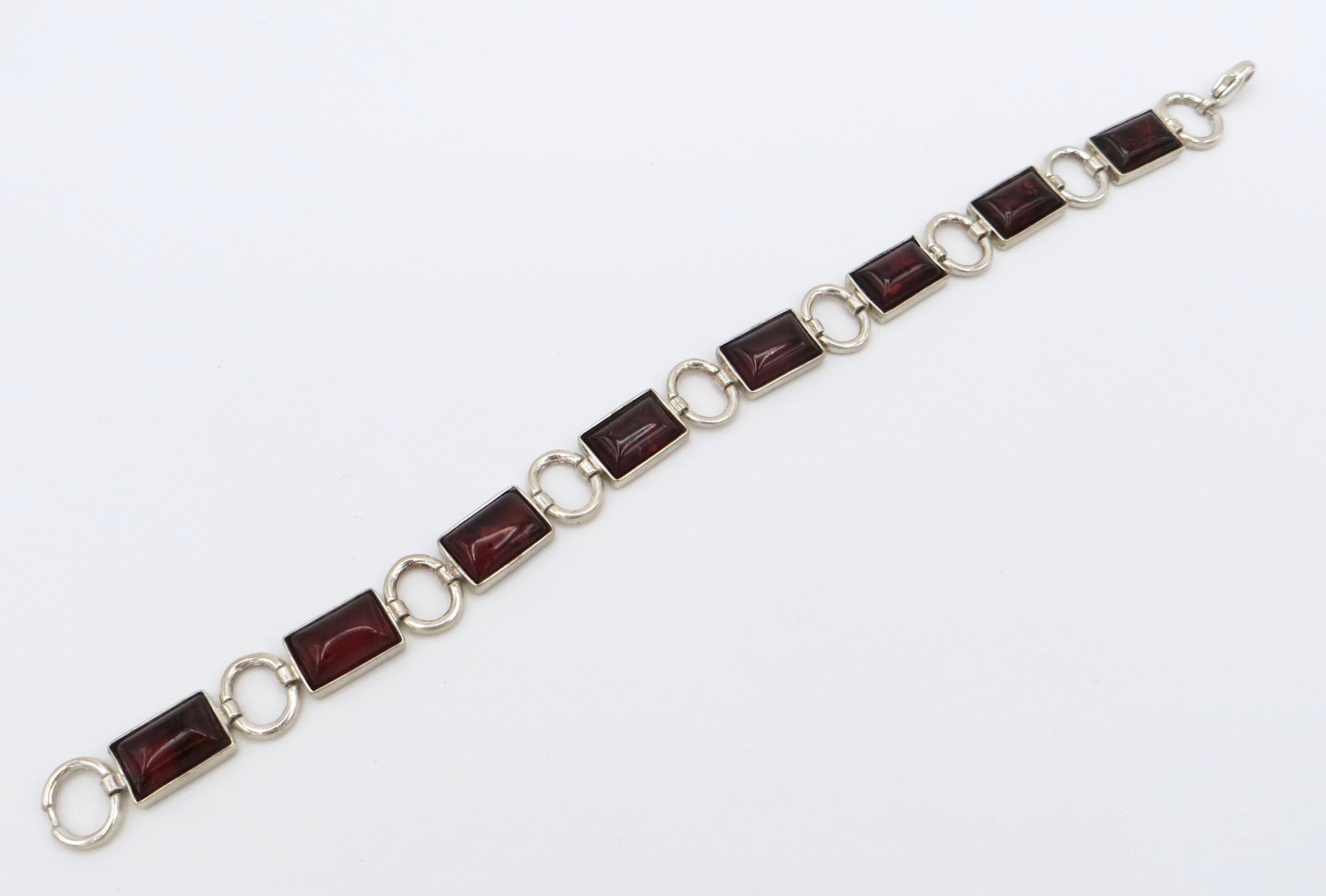 Sterling Silver and Cherry Amber Bracelet