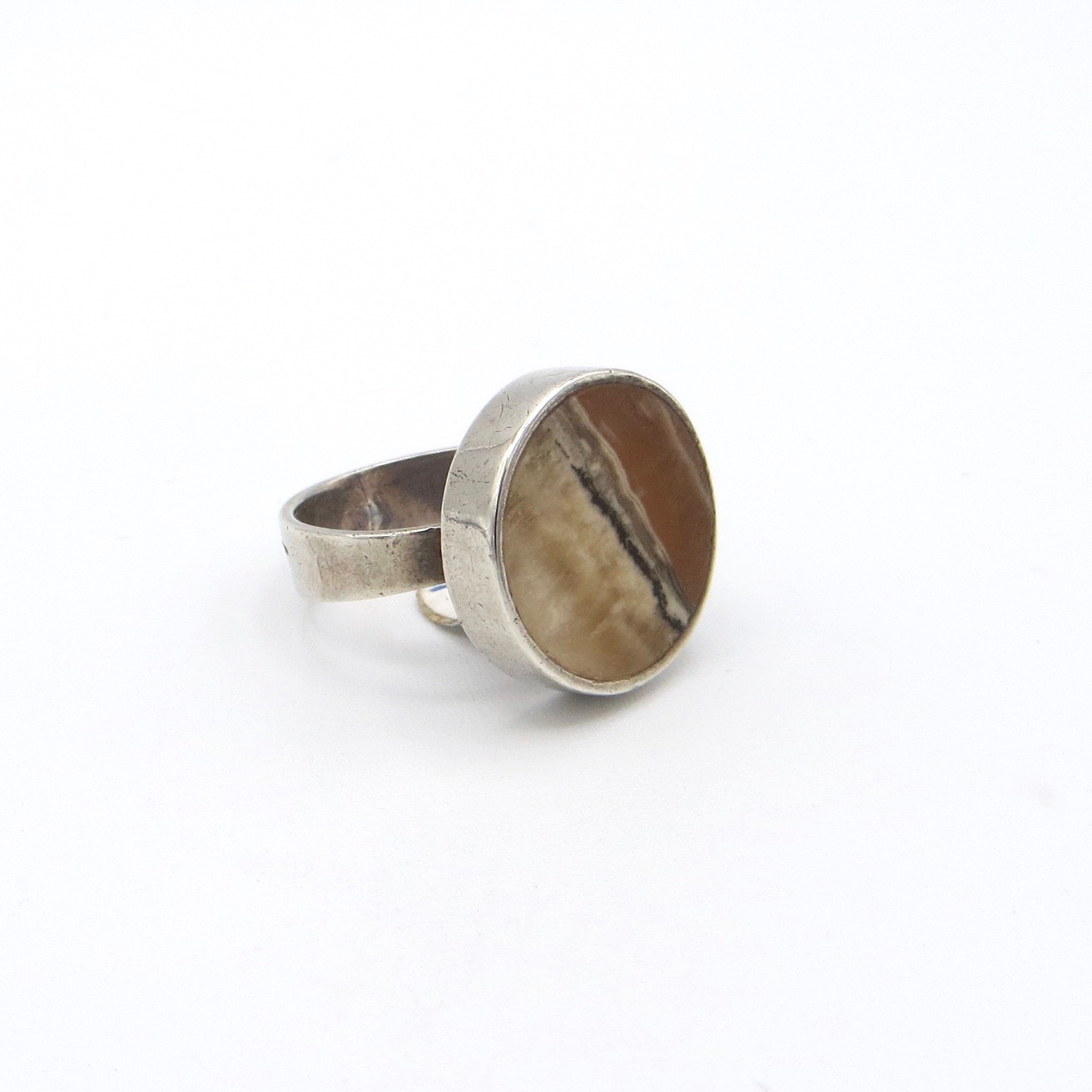 Silver and Agate Ring
