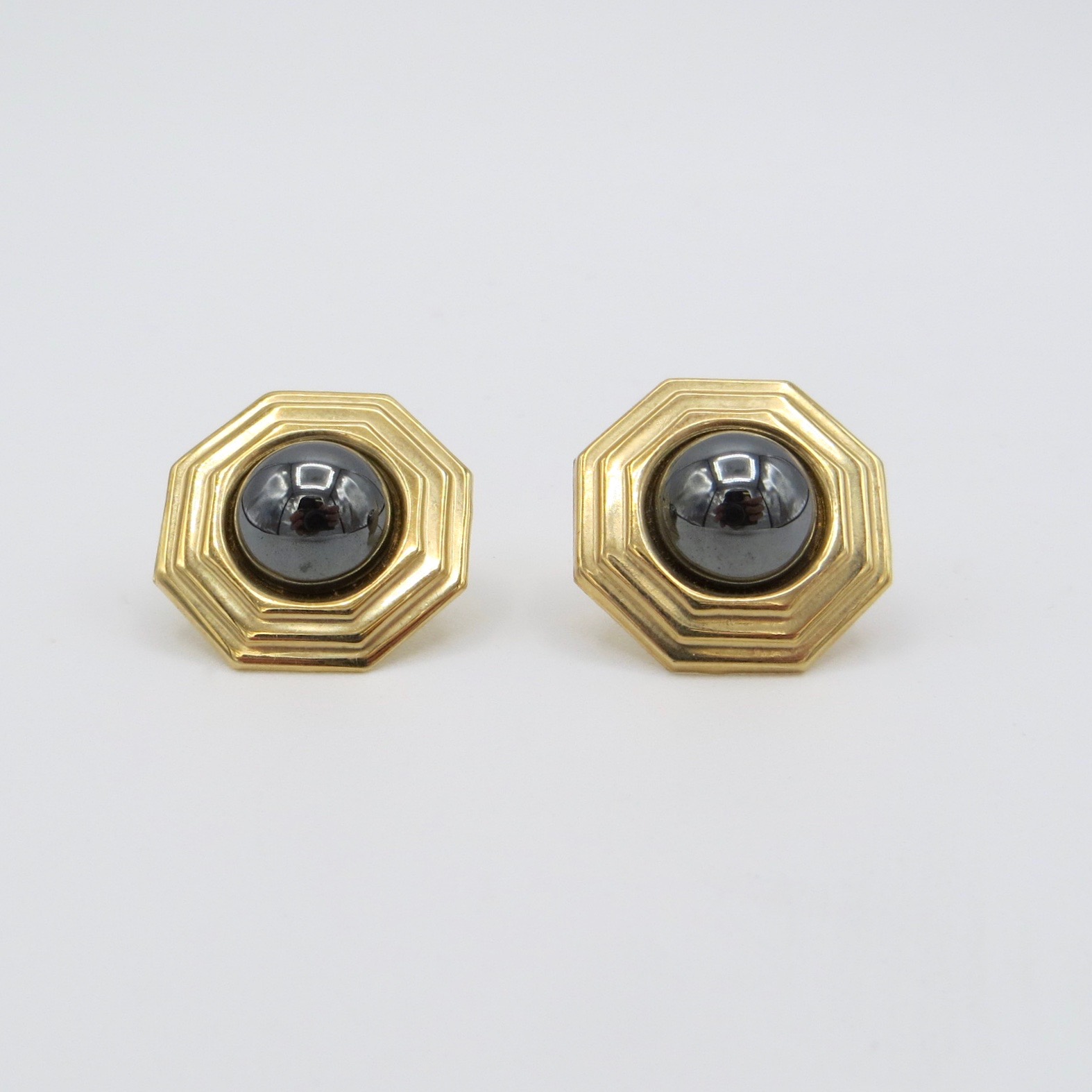 Gold & Hematite Earrings