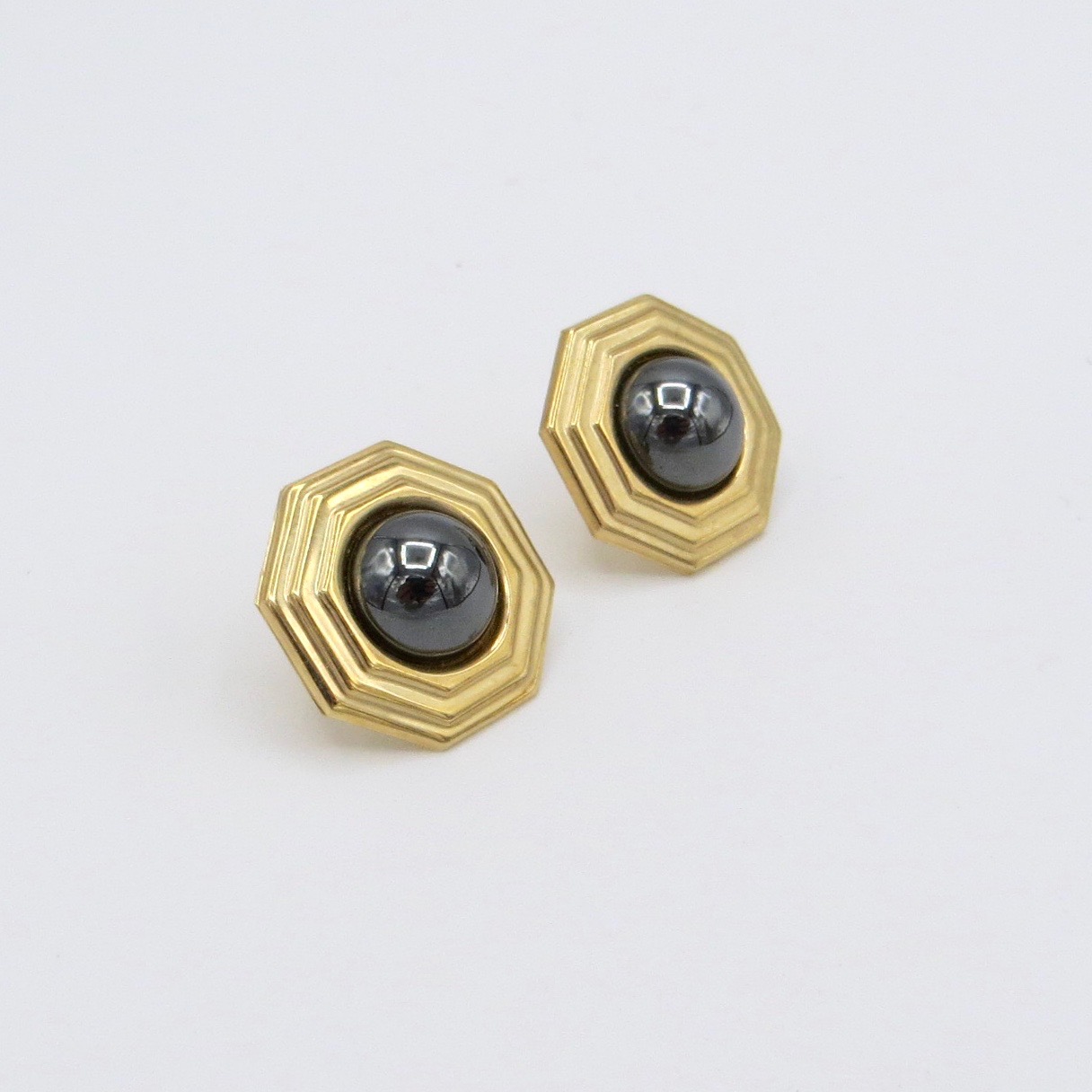 Gold & Hematite Earrings