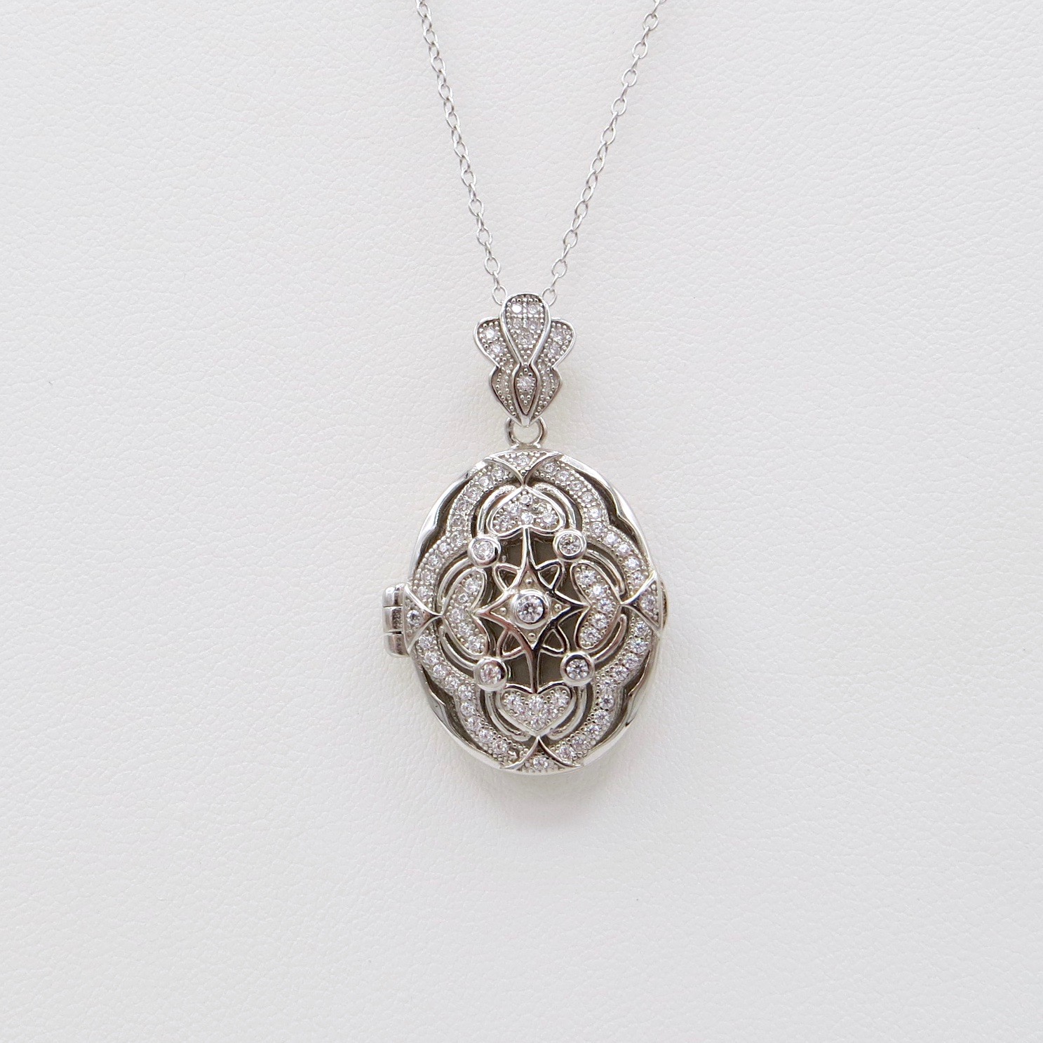 Silver & Crystal Filigree Locket