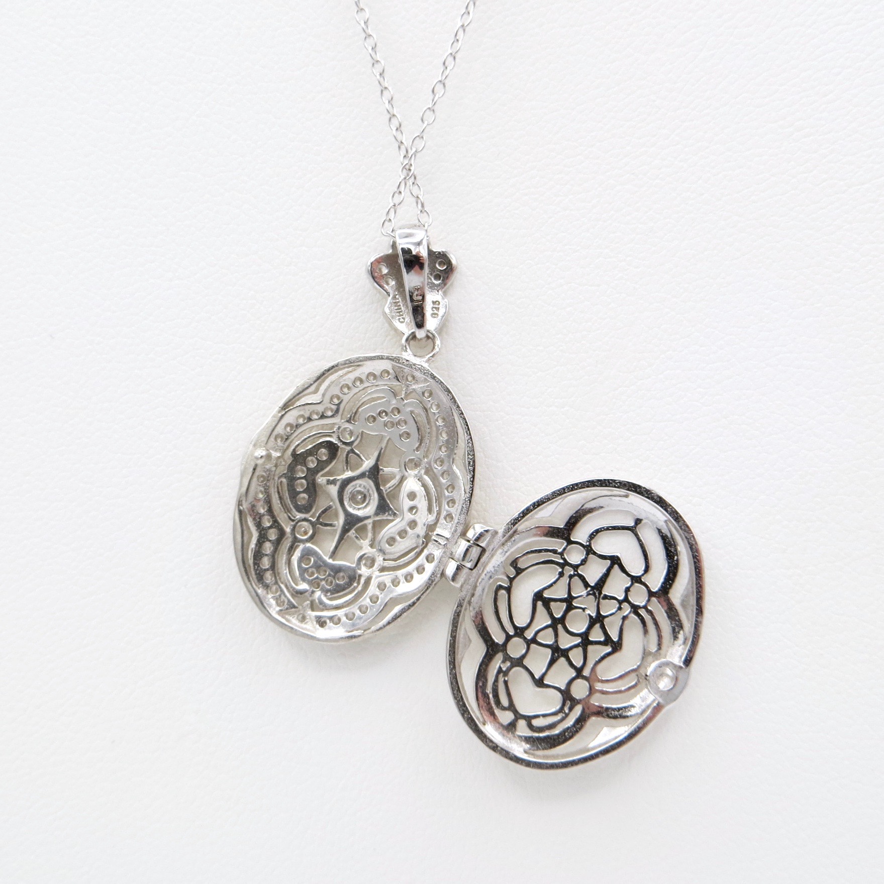 Silver & Crystal Filigree Locket