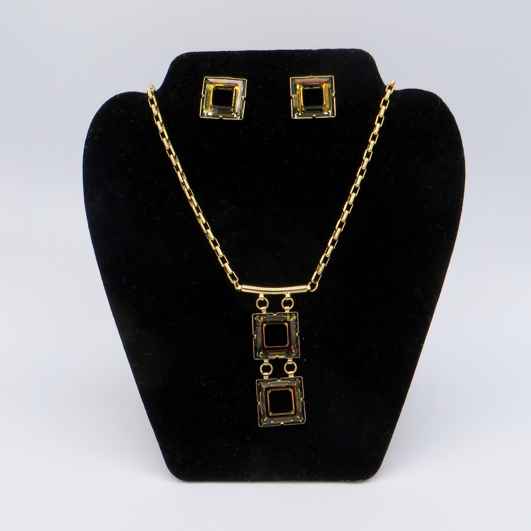 Black Czech Necklace & Earrings Set