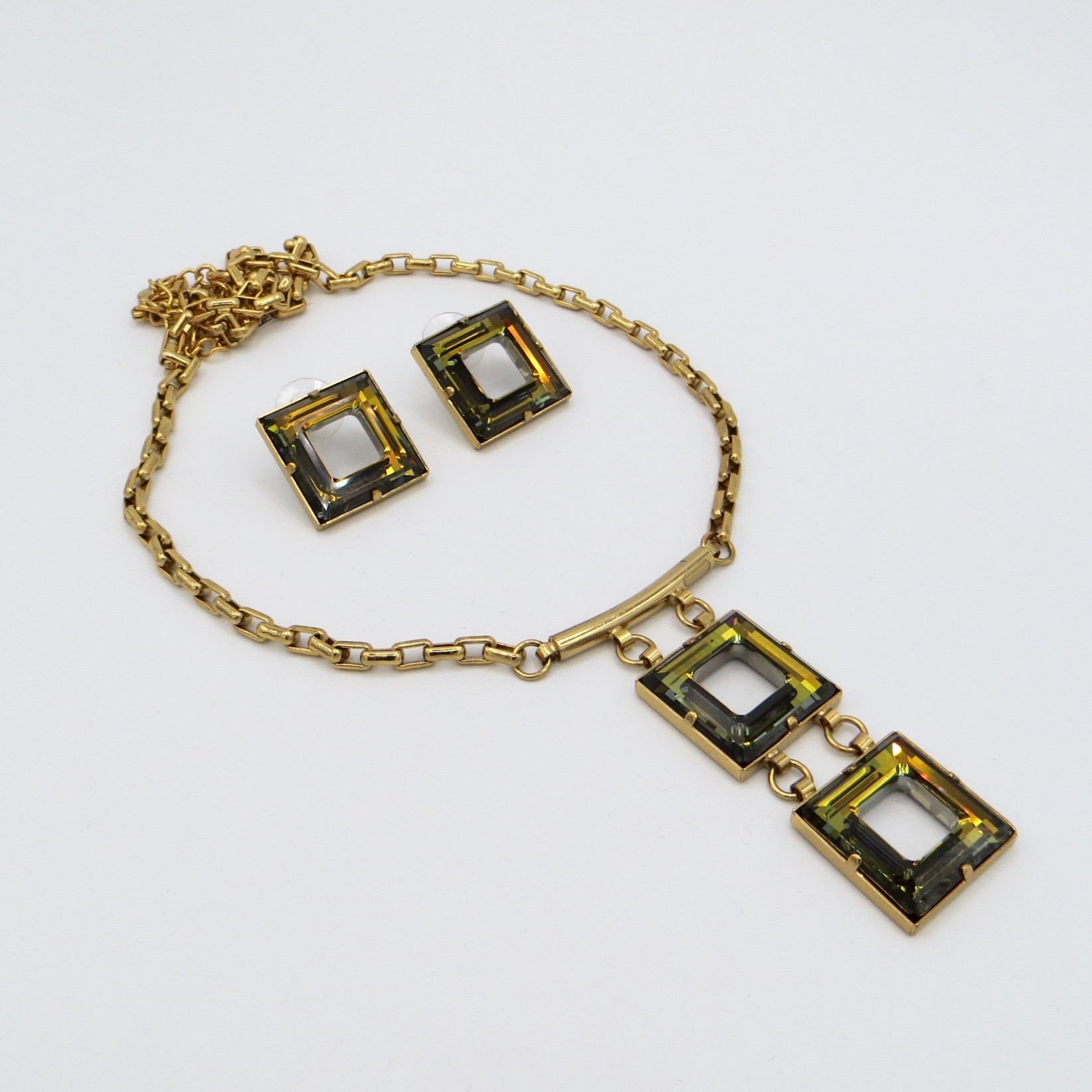 Black Czech Necklace & Earrings Set
