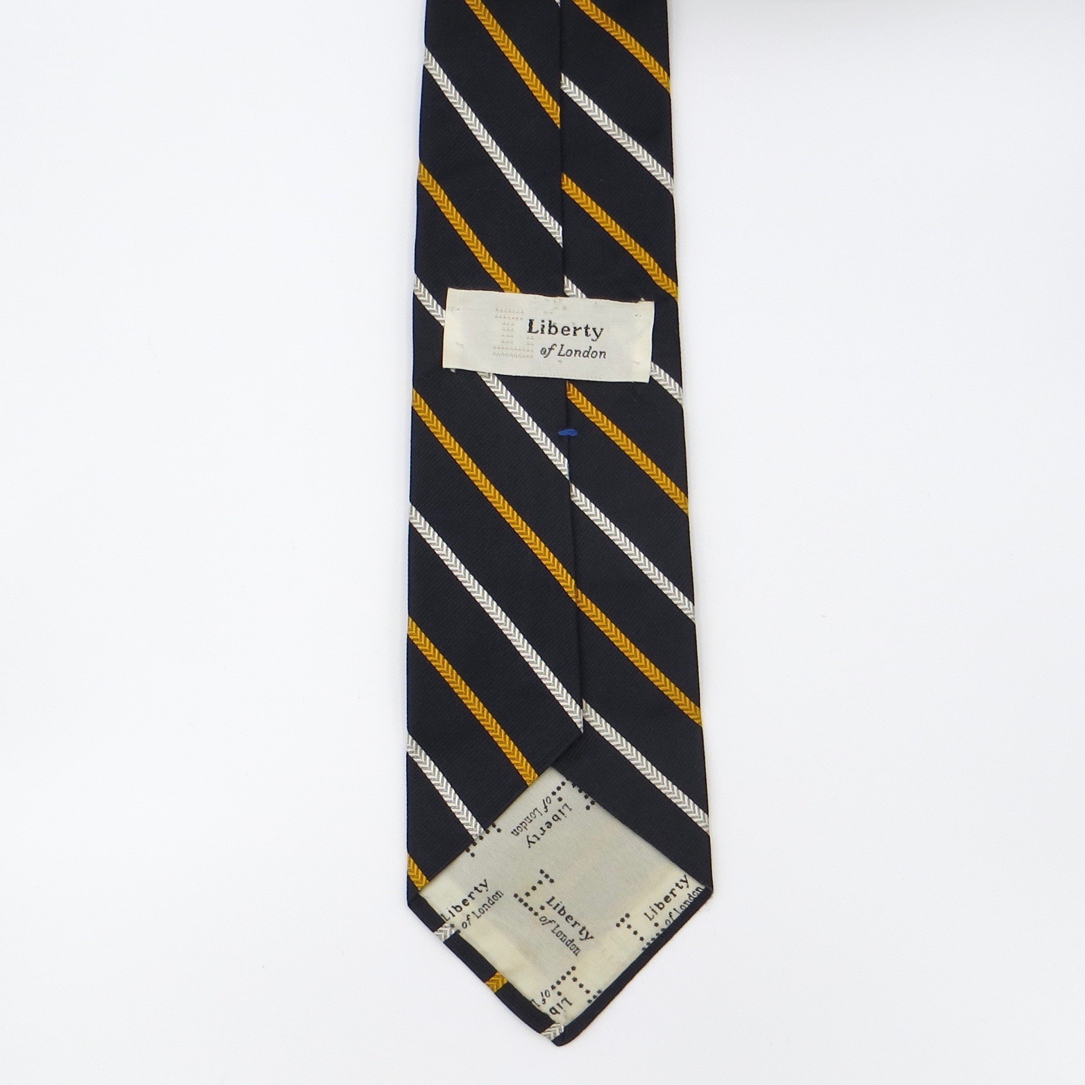 Yellow, White & Navy Striped Liberty Tie