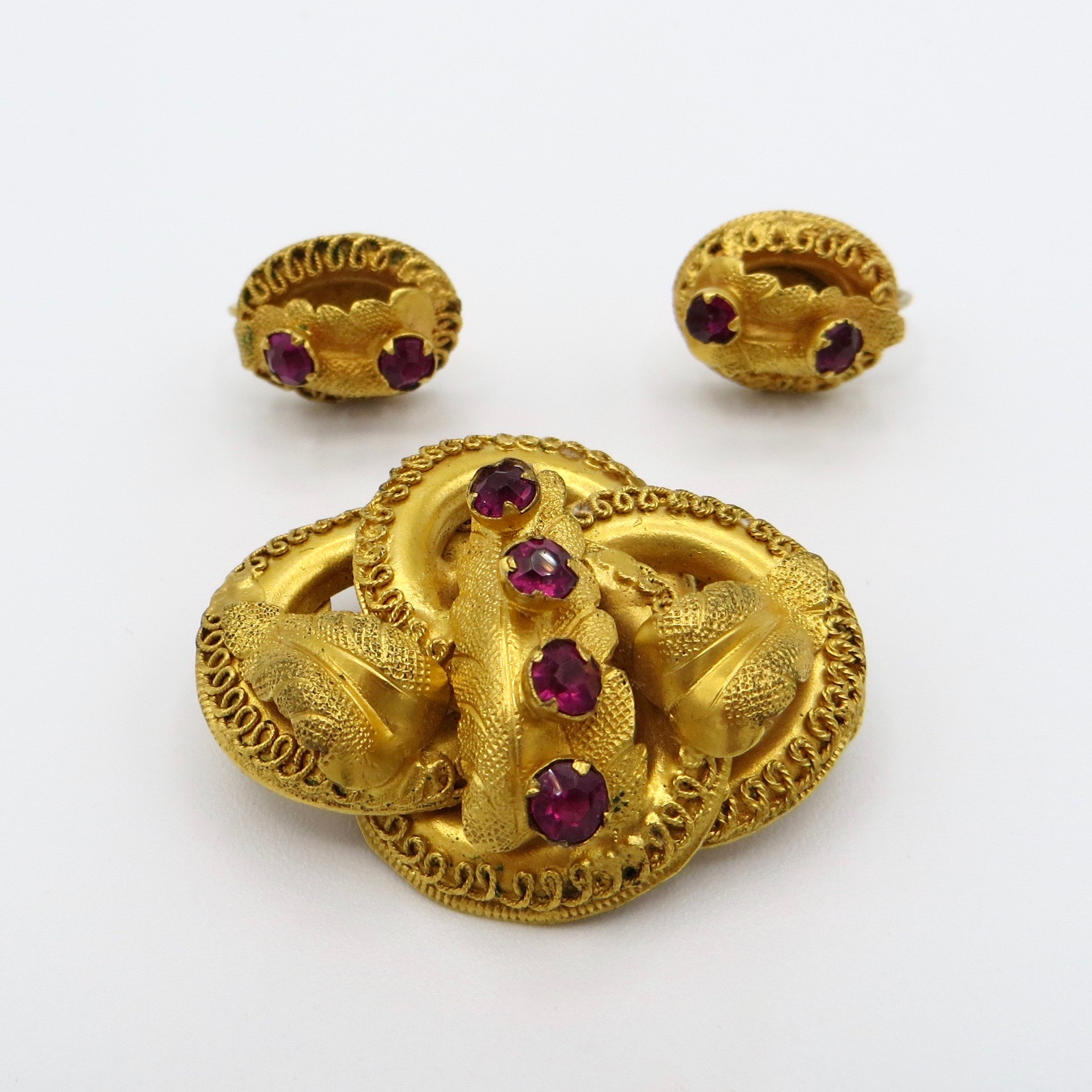 Victorian Gold Filled Brooch & Earrings Set