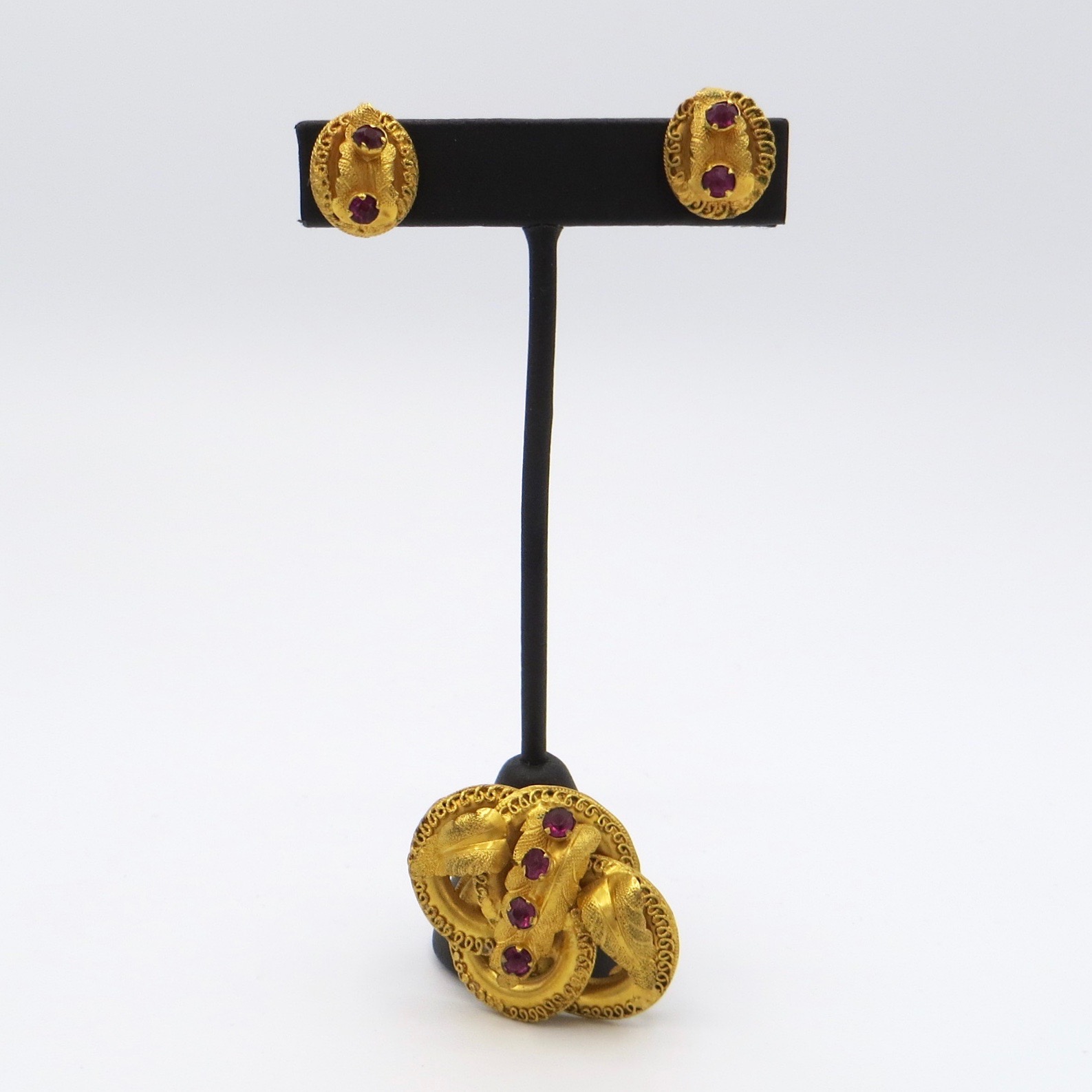 Victorian Gold Filled Brooch & Earrings Set