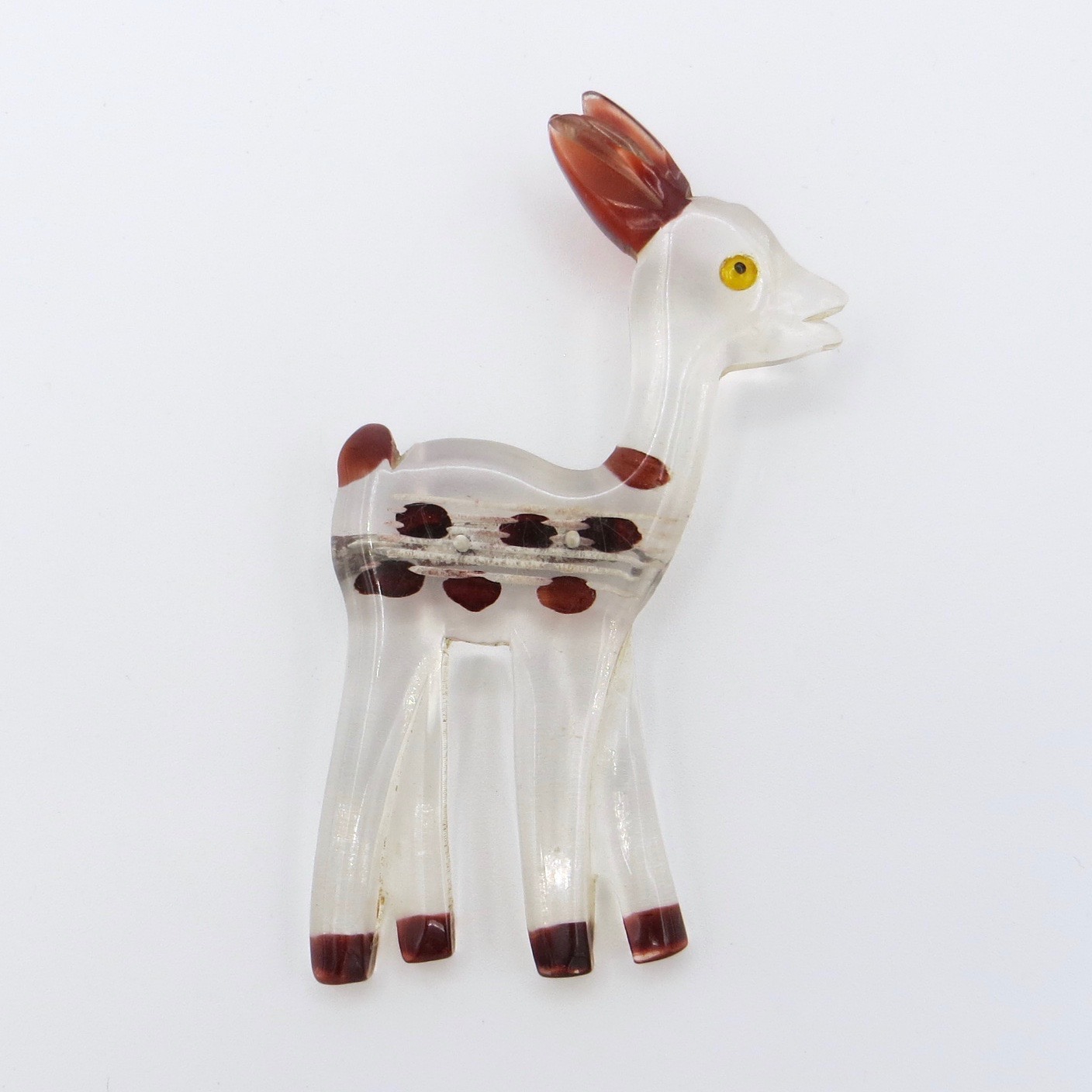 Lucite Deer Brooch