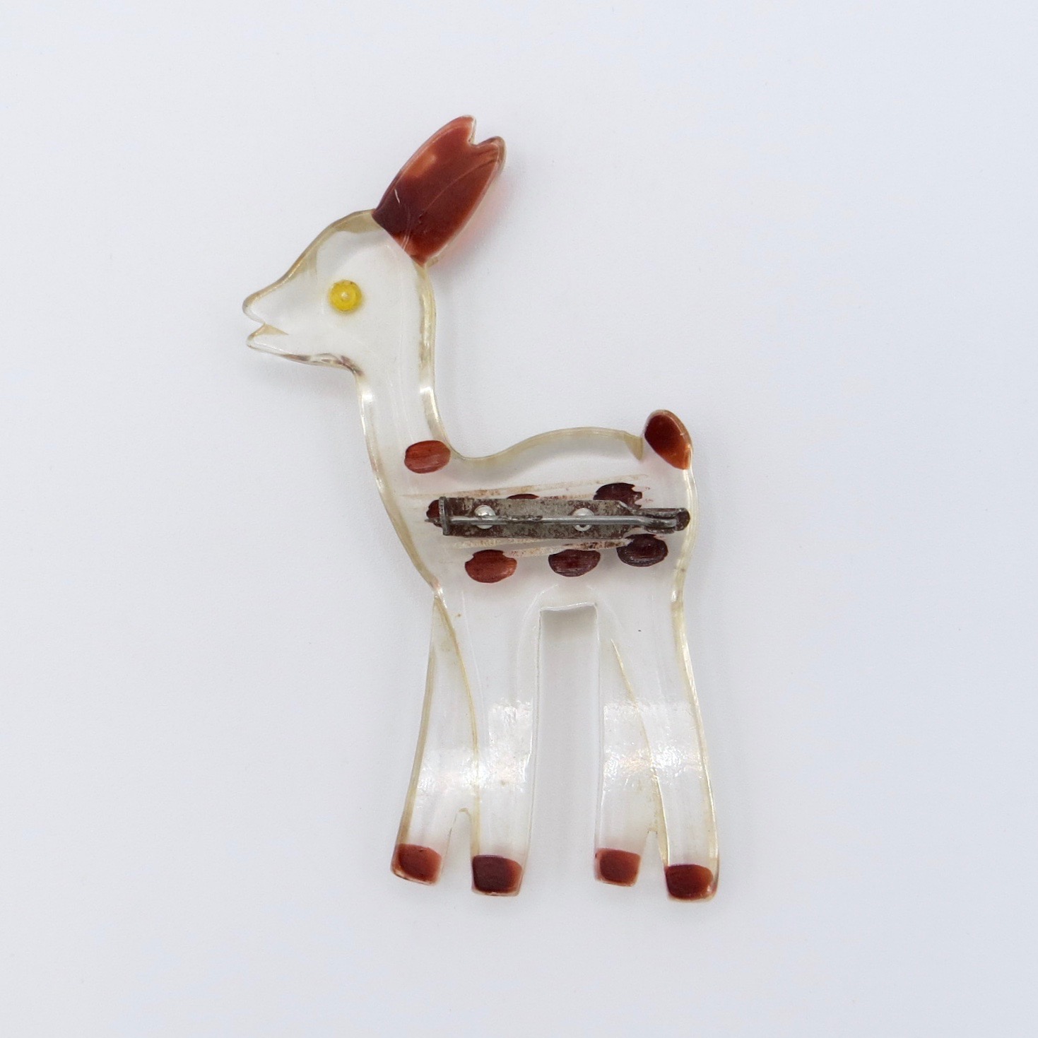 Lucite Deer Brooch