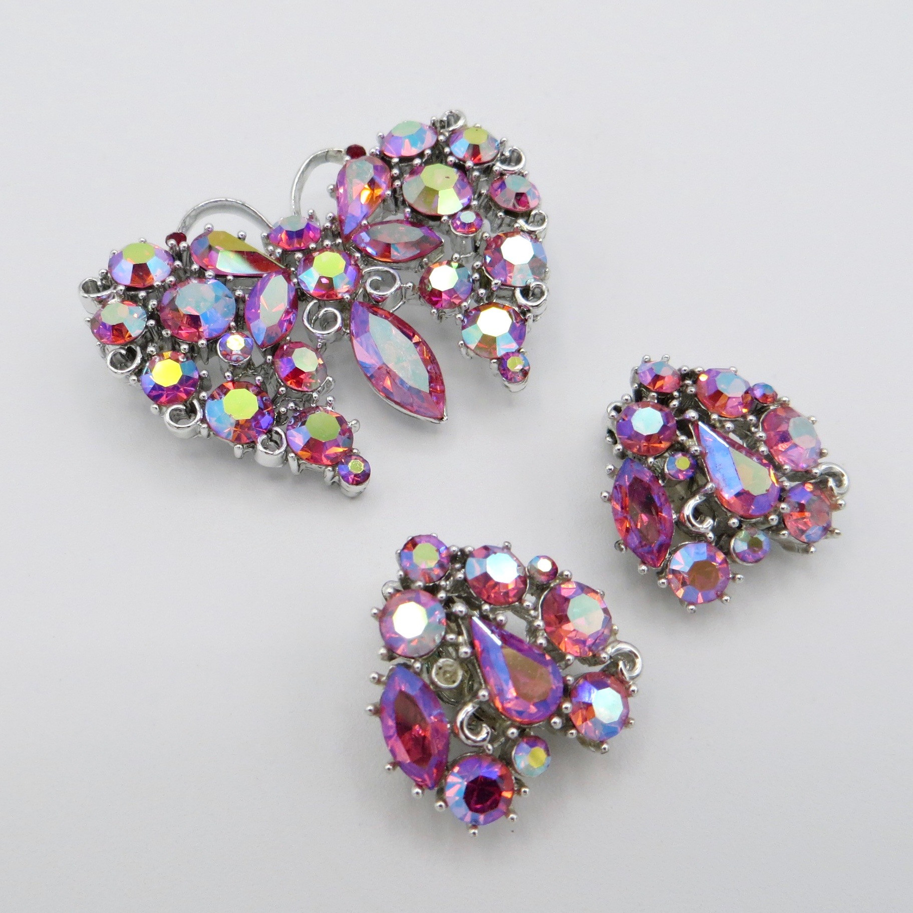 Lisner Butterfly Brooch & Clip-On Earrings