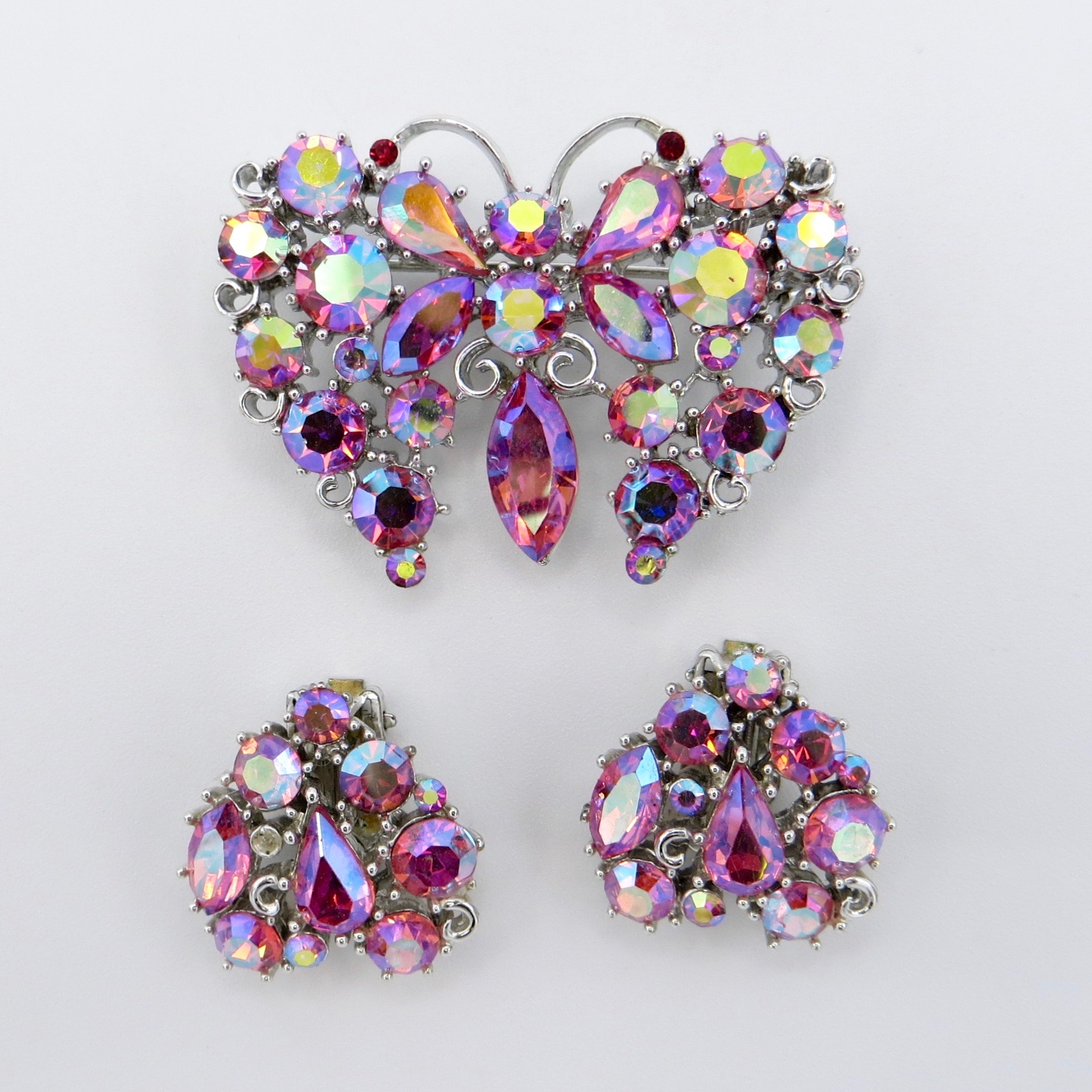 Lisner Butterfly Brooch & Clip-On Earrings
