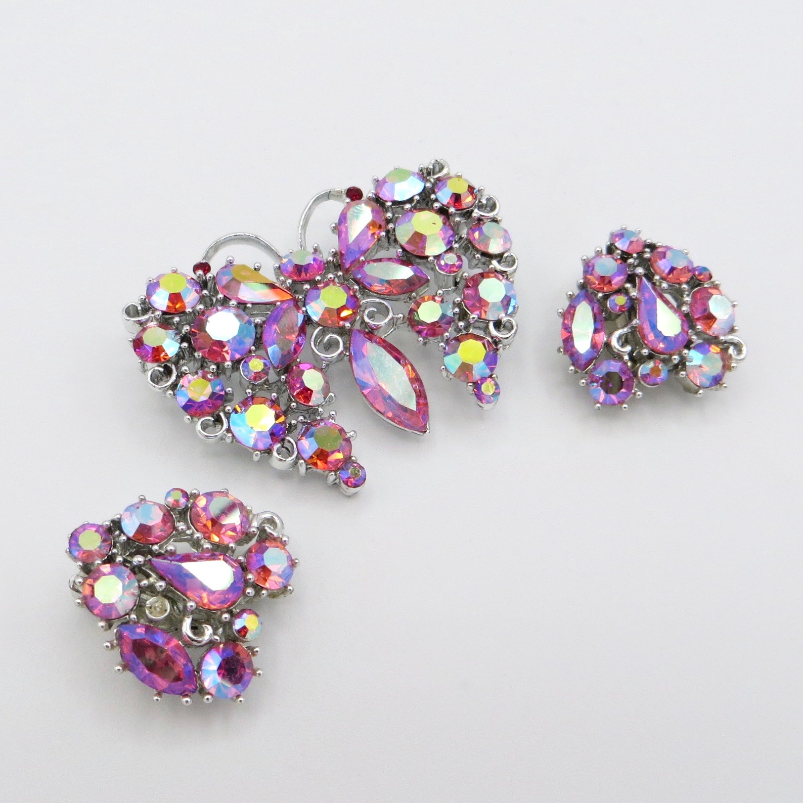 Lisner Butterfly Brooch & Clip-On Earrings