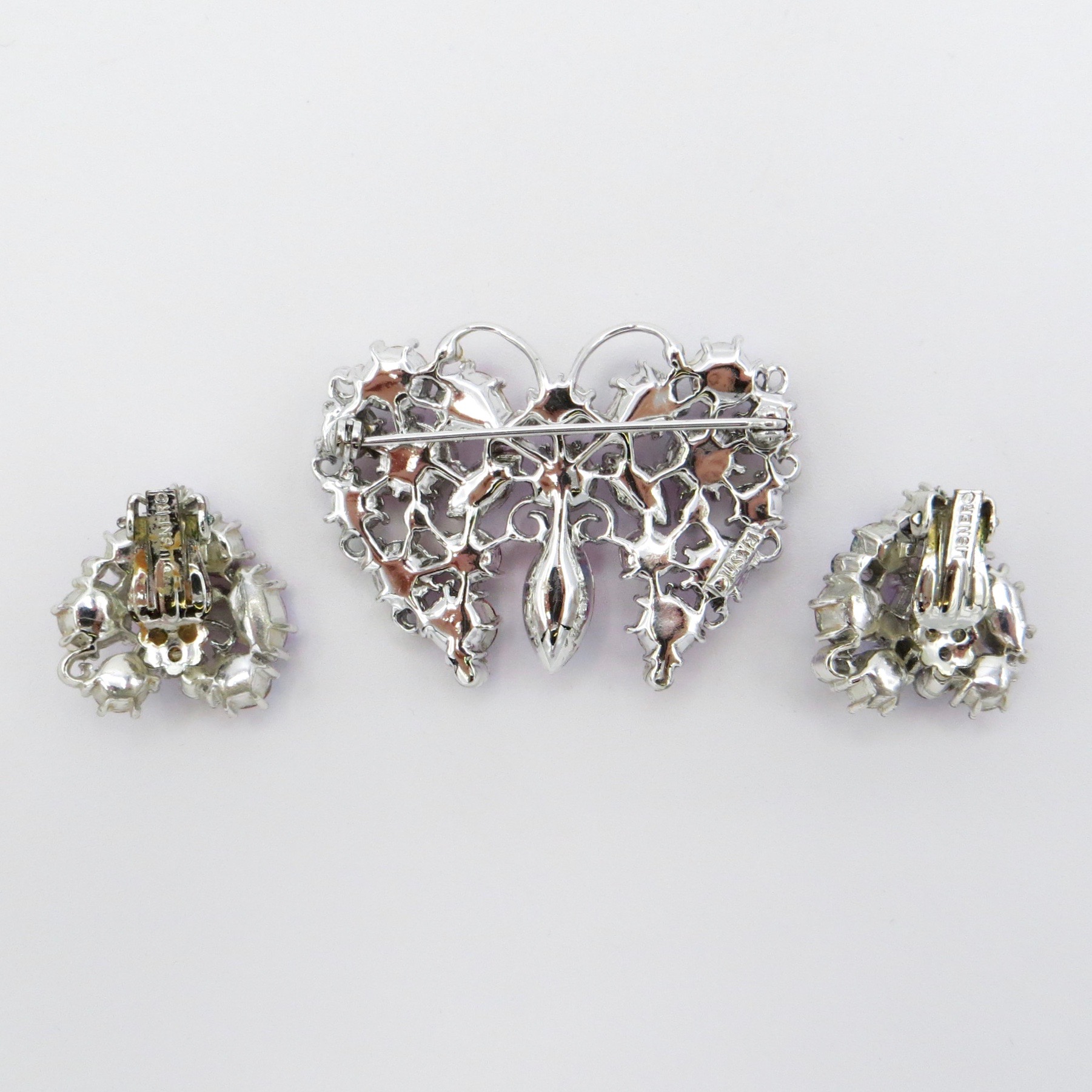 Lisner Butterfly Brooch & Clip-On Earrings