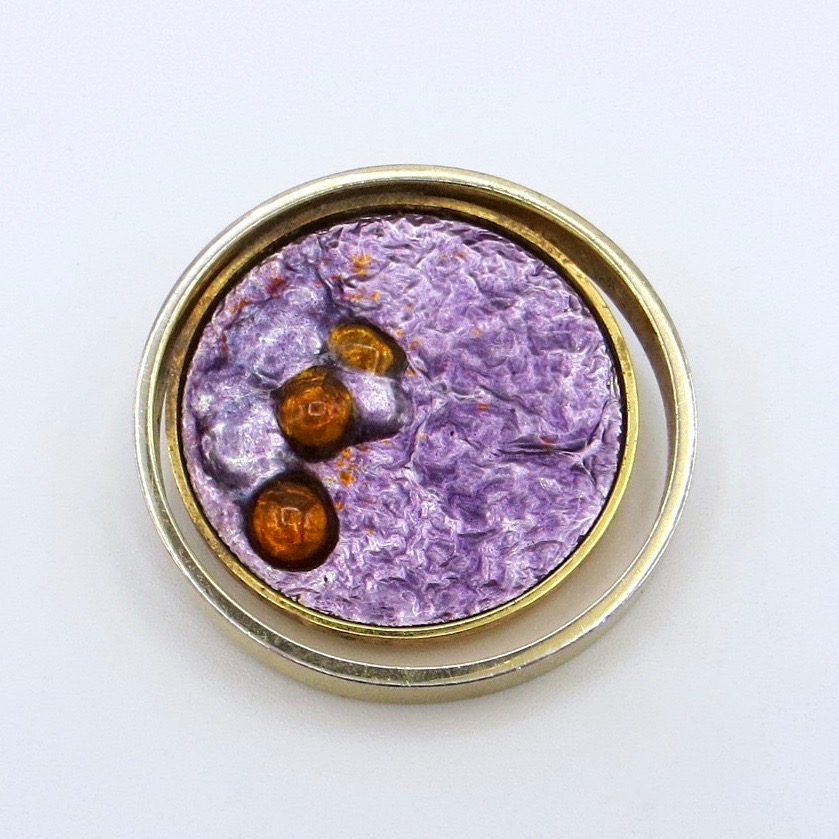 Purple & Orange Enamel Brooch