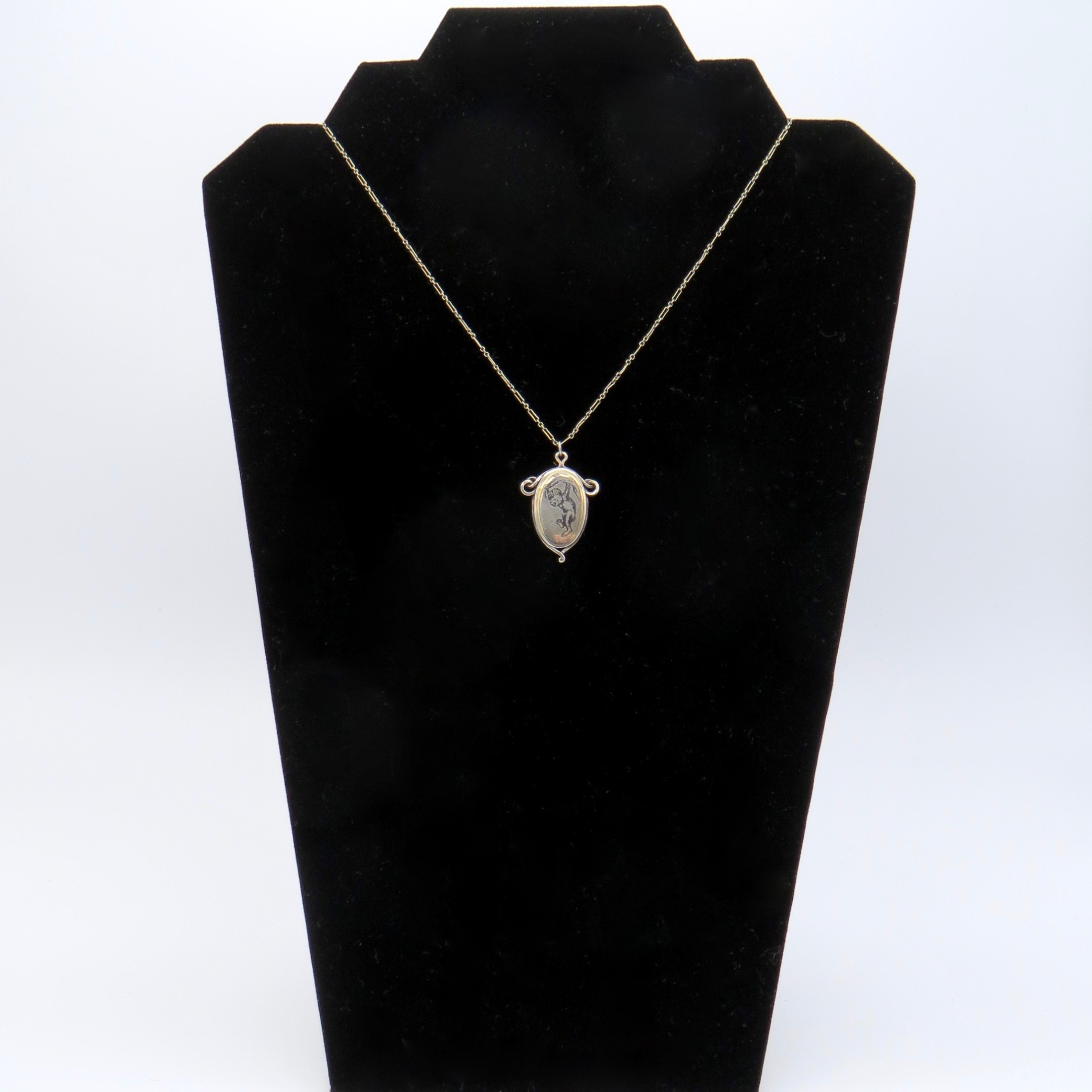 Silver Niello Monkey Necklace