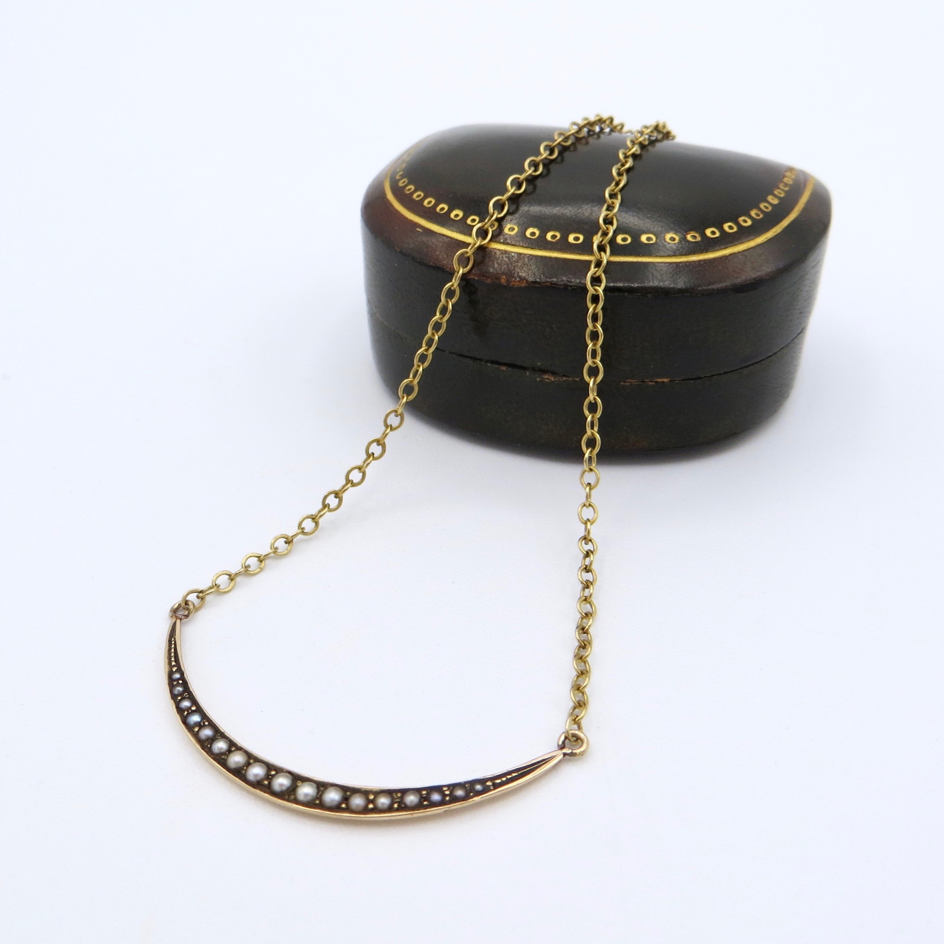 14kt Gold & Pearl Crescent Moon Layering Necklace (GF Chain)