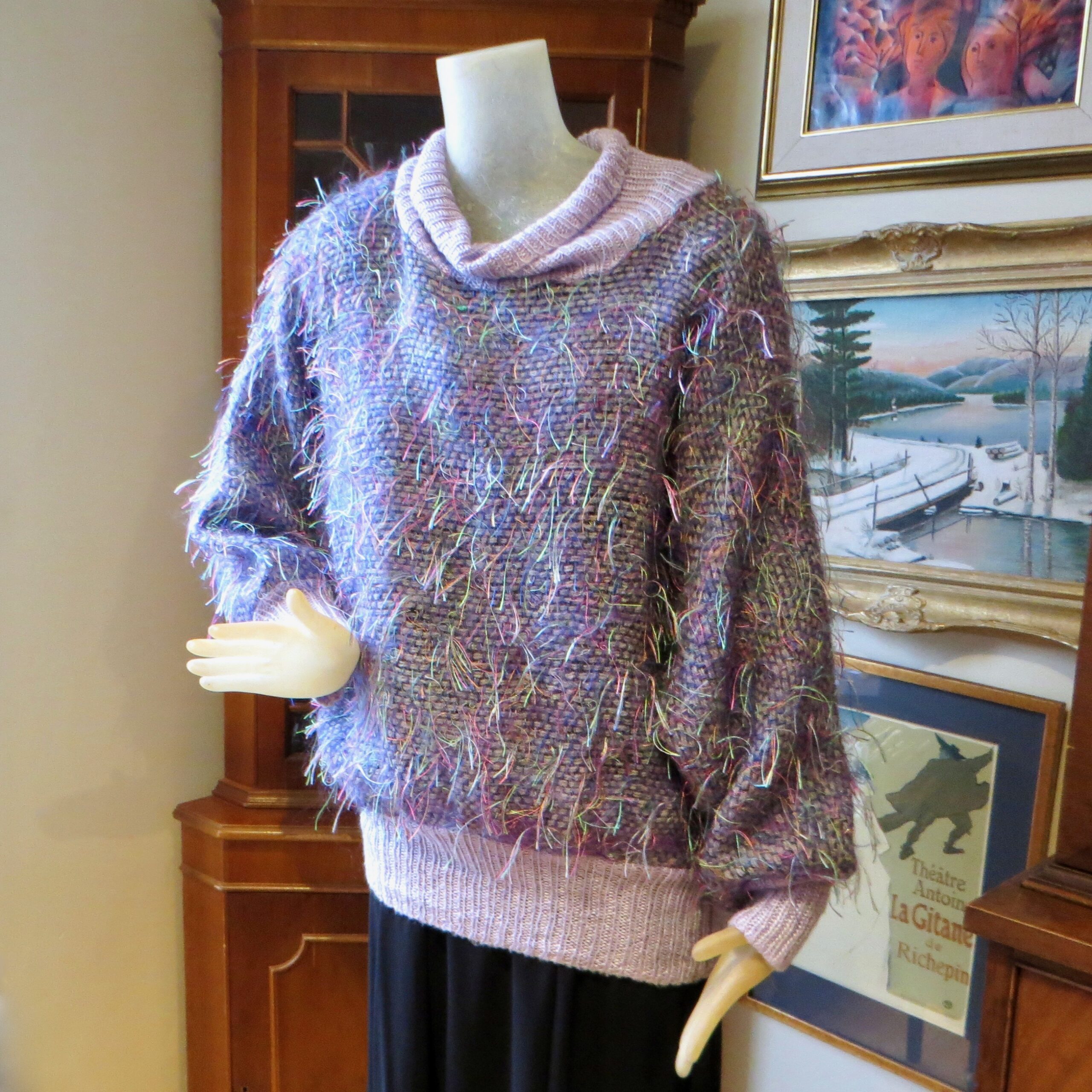 Mauve & Neon Thread Sweater