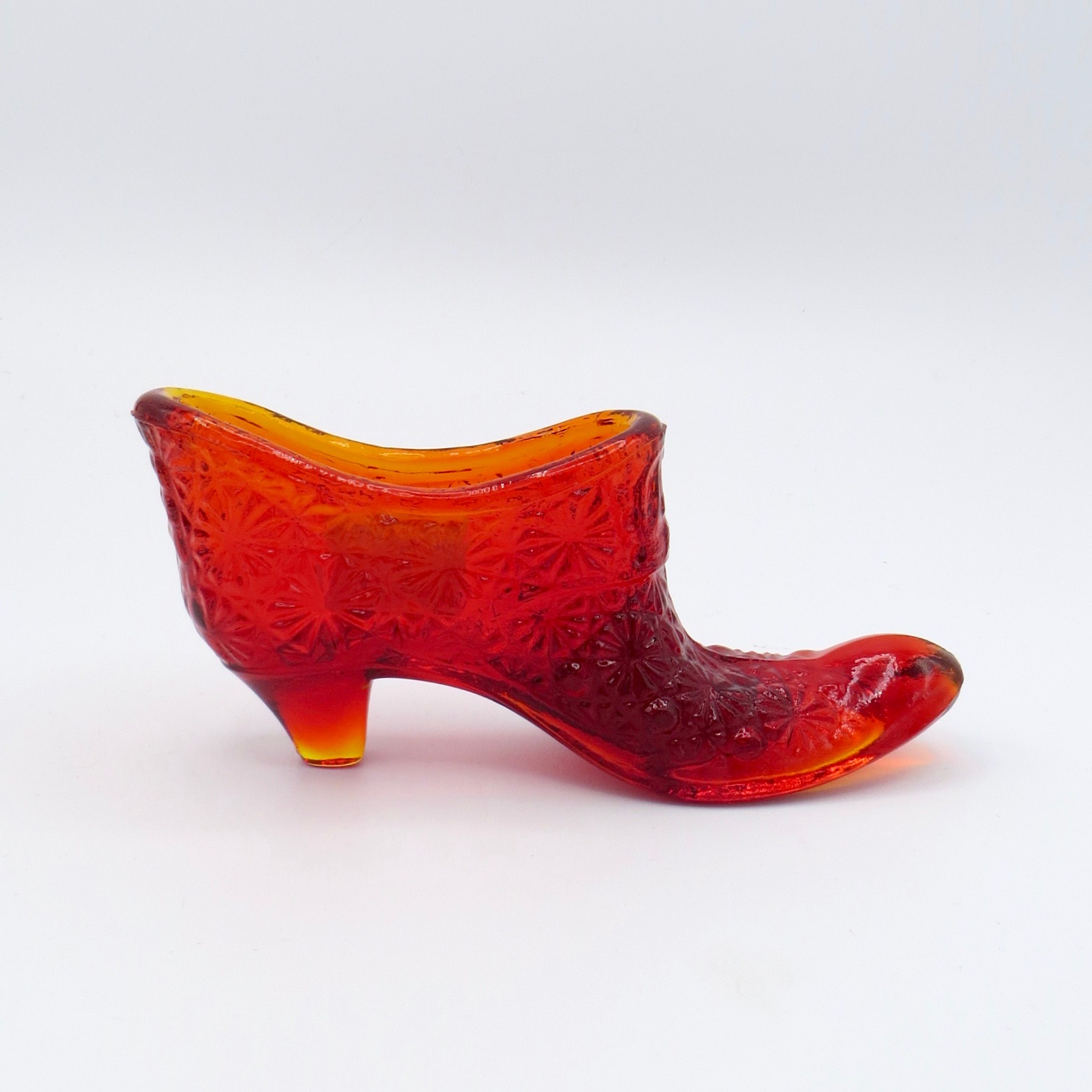 Red Victorian Pressed Glass Shoe
