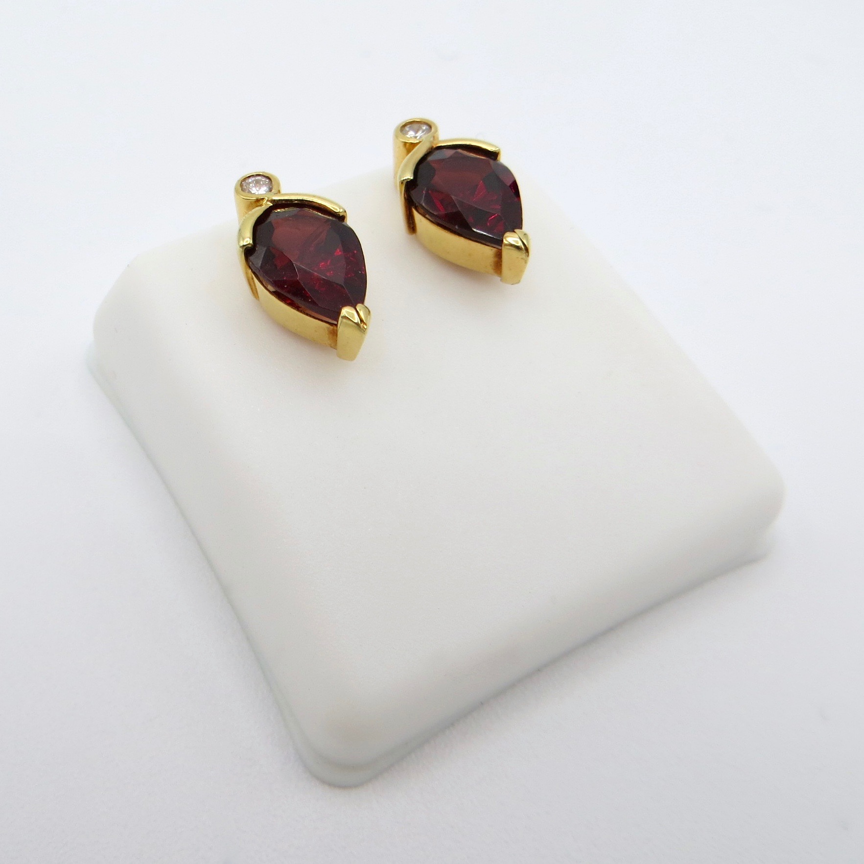 Garnet & Diamond Stud Earrings