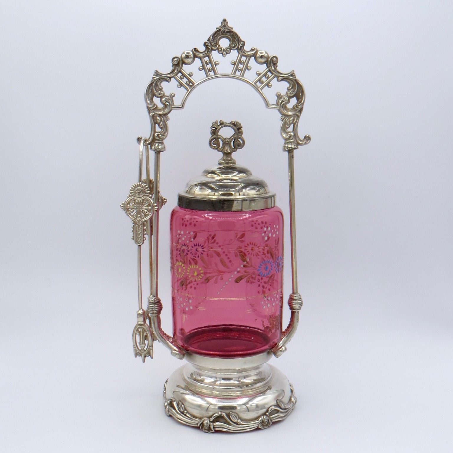 Floral Cranberry Pickle Cruet