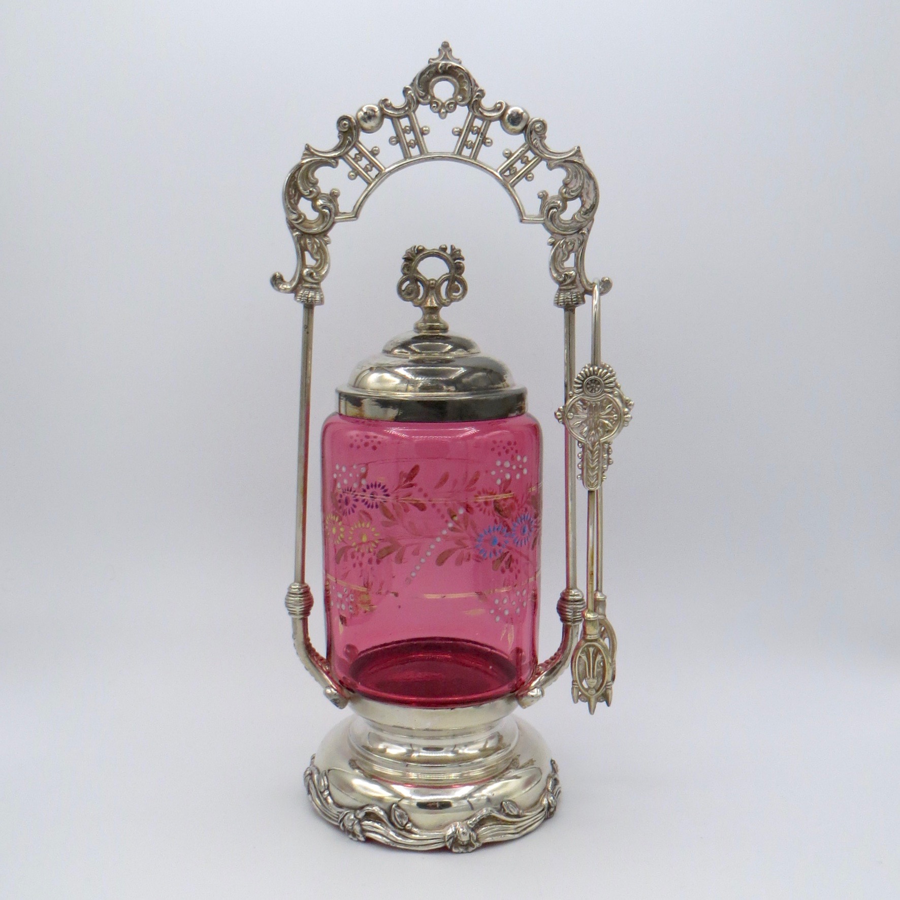 Floral Cranberry Pickle Cruet