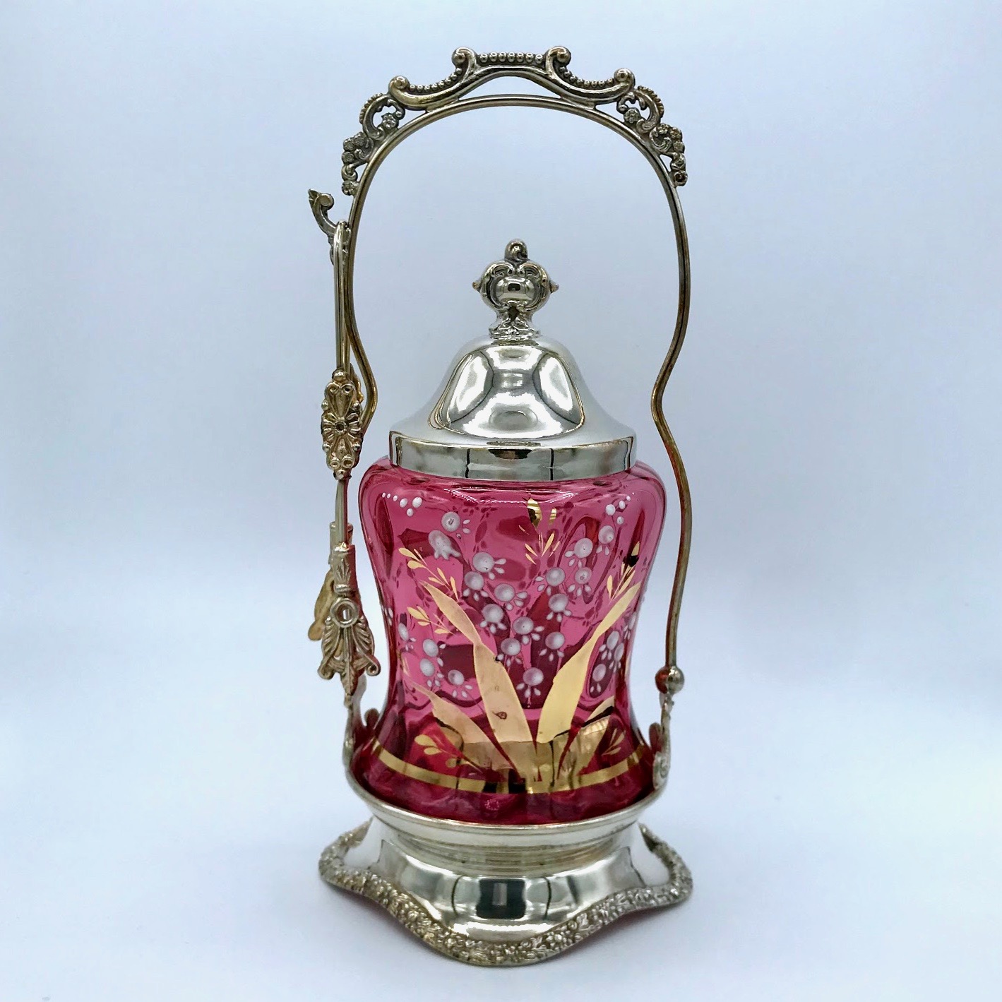 Lily of the Valley Cranberry Pickle Cruet