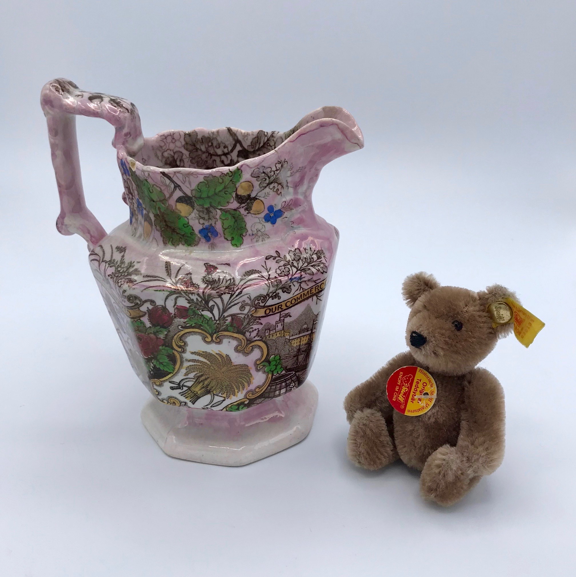 "Our Bread Untaxed" Pink Lustre Jug