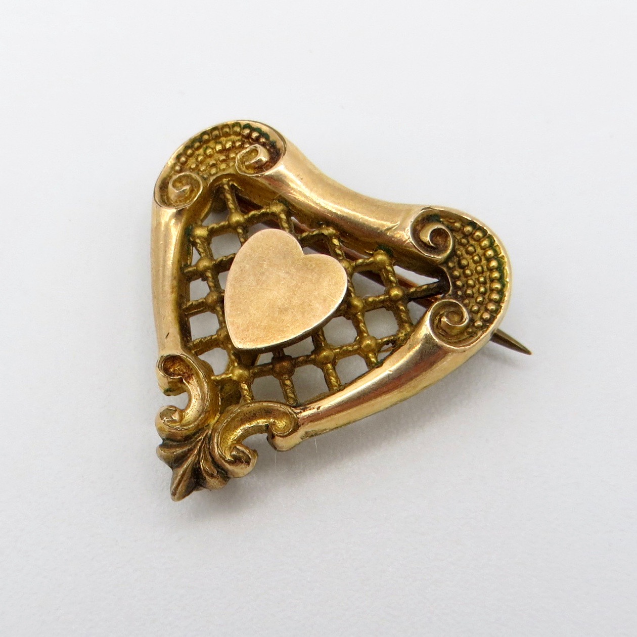 Victorian Heart Watch Pin 