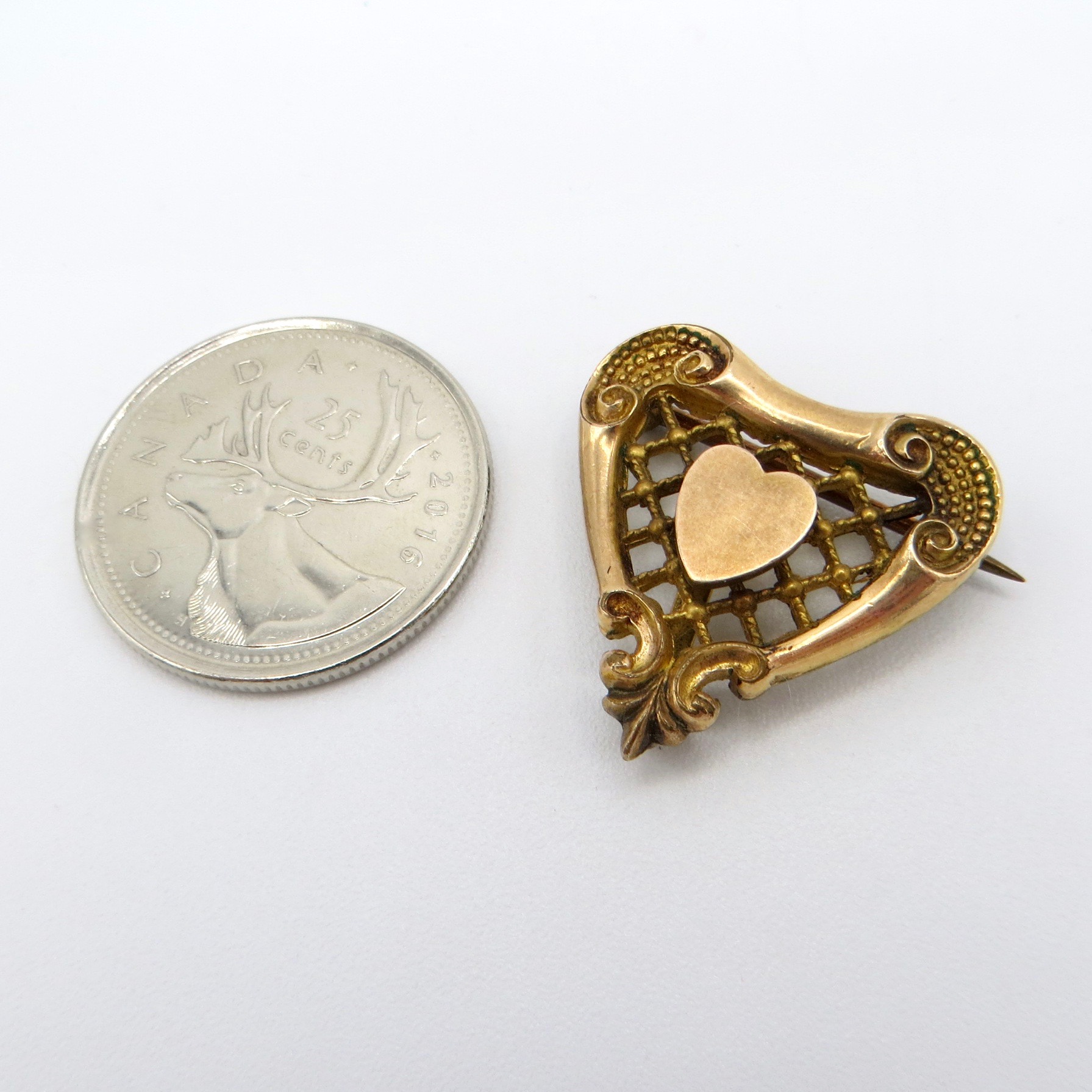 Victorian Heart Watch Pin 