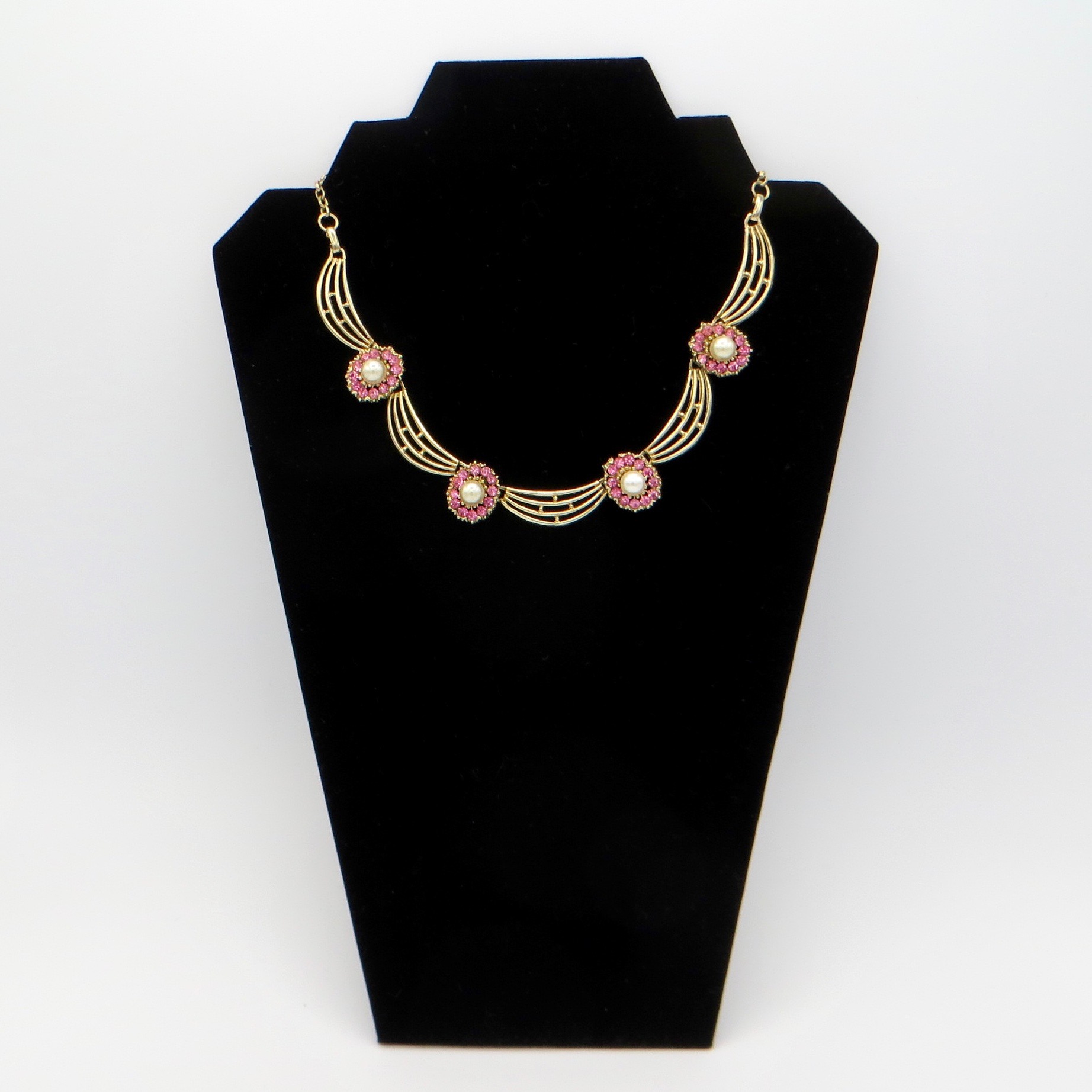 Pink & Goldtone Swag Necklace