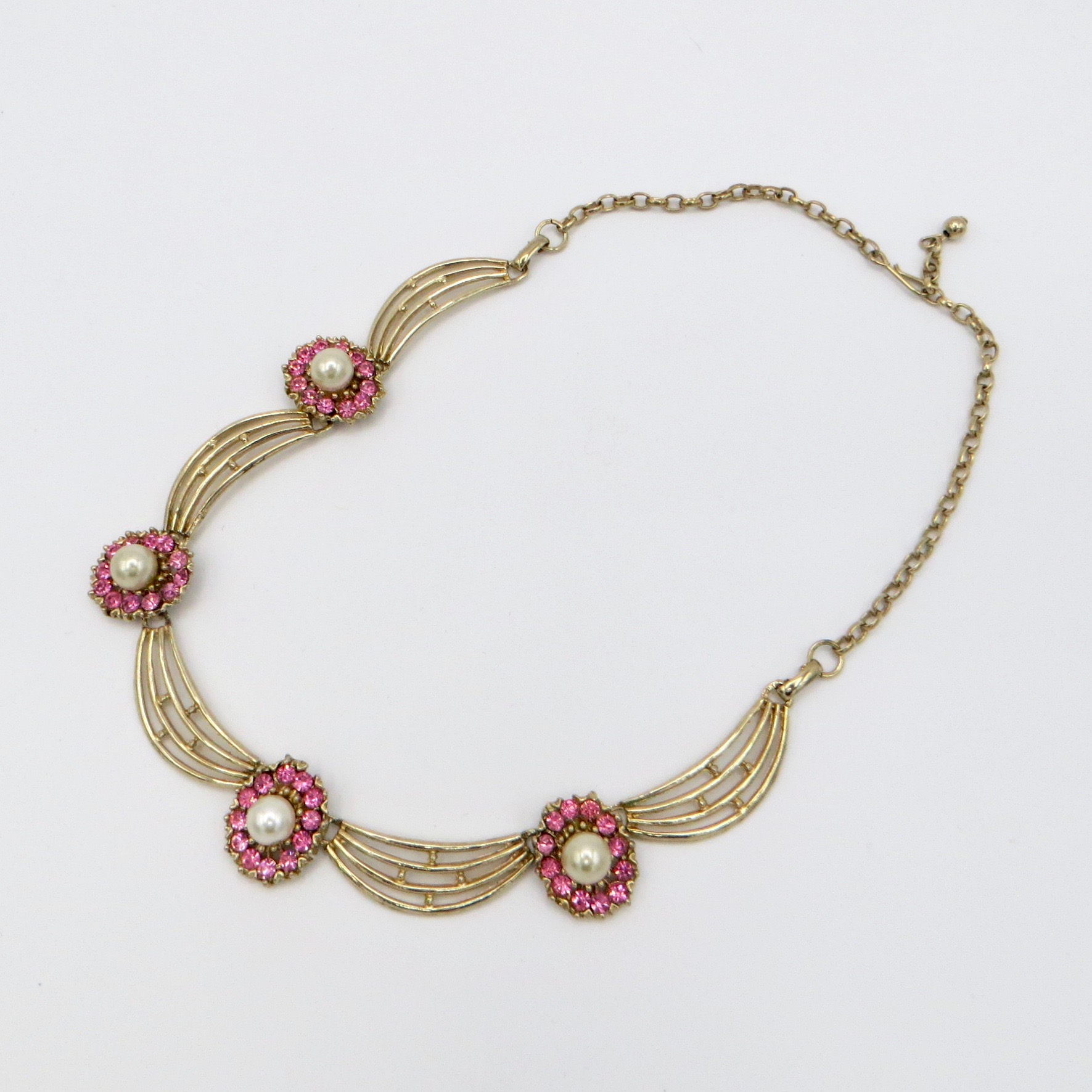 Pink & Goldtone Swag Necklace