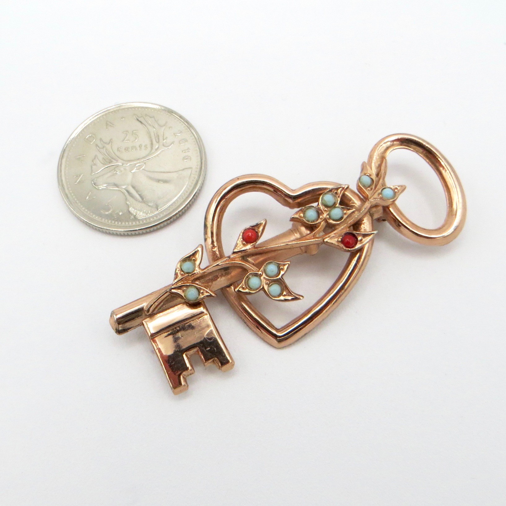 Coro "Key to My Heart" Brooch