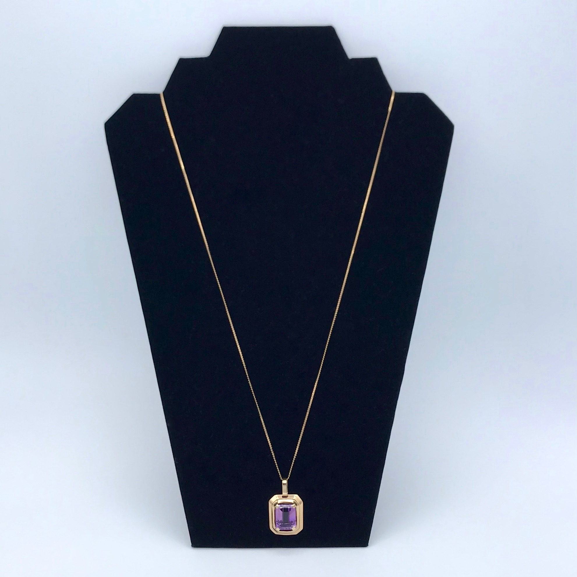 Rectangular Gold & Amethyst Necklace