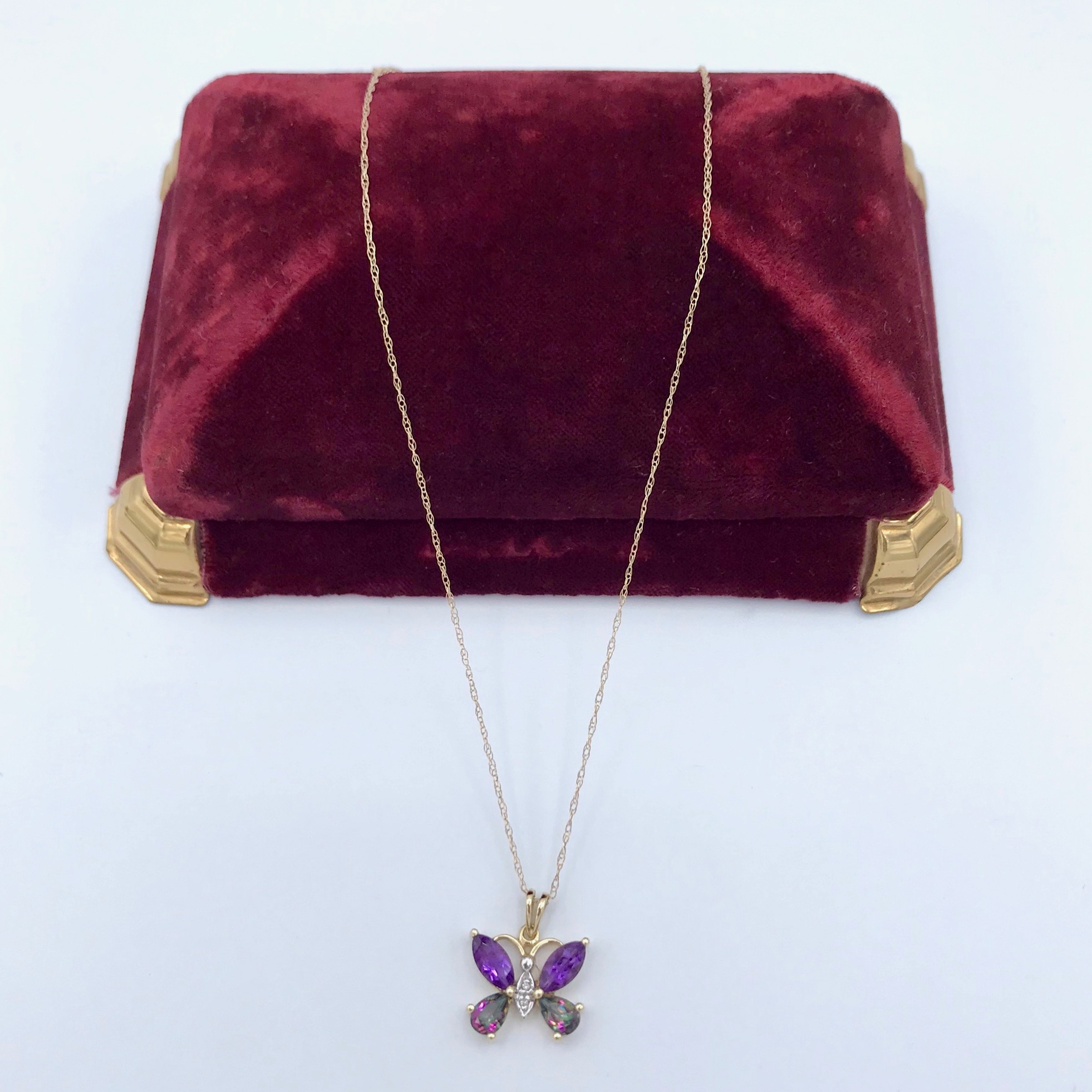 Amethyst & Mystic Topaz Butterfly Necklace
