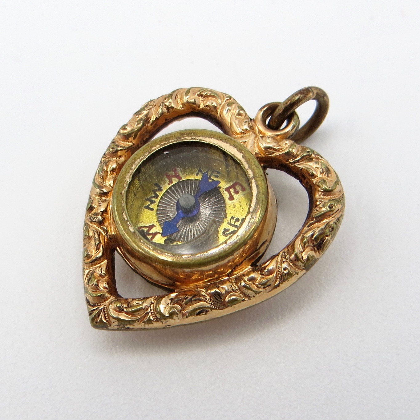 Victorian Compass & Carnelian Heart Pendant