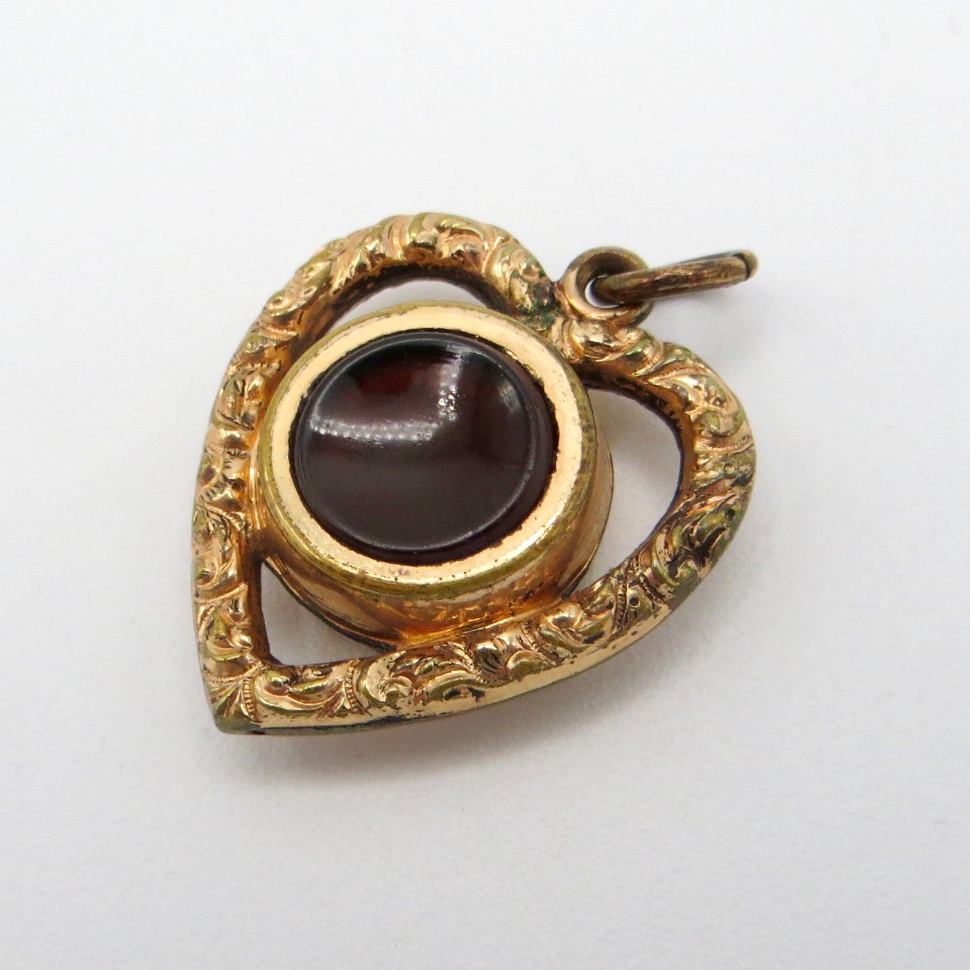 Victorian Compass & Carnelian Heart Pendant