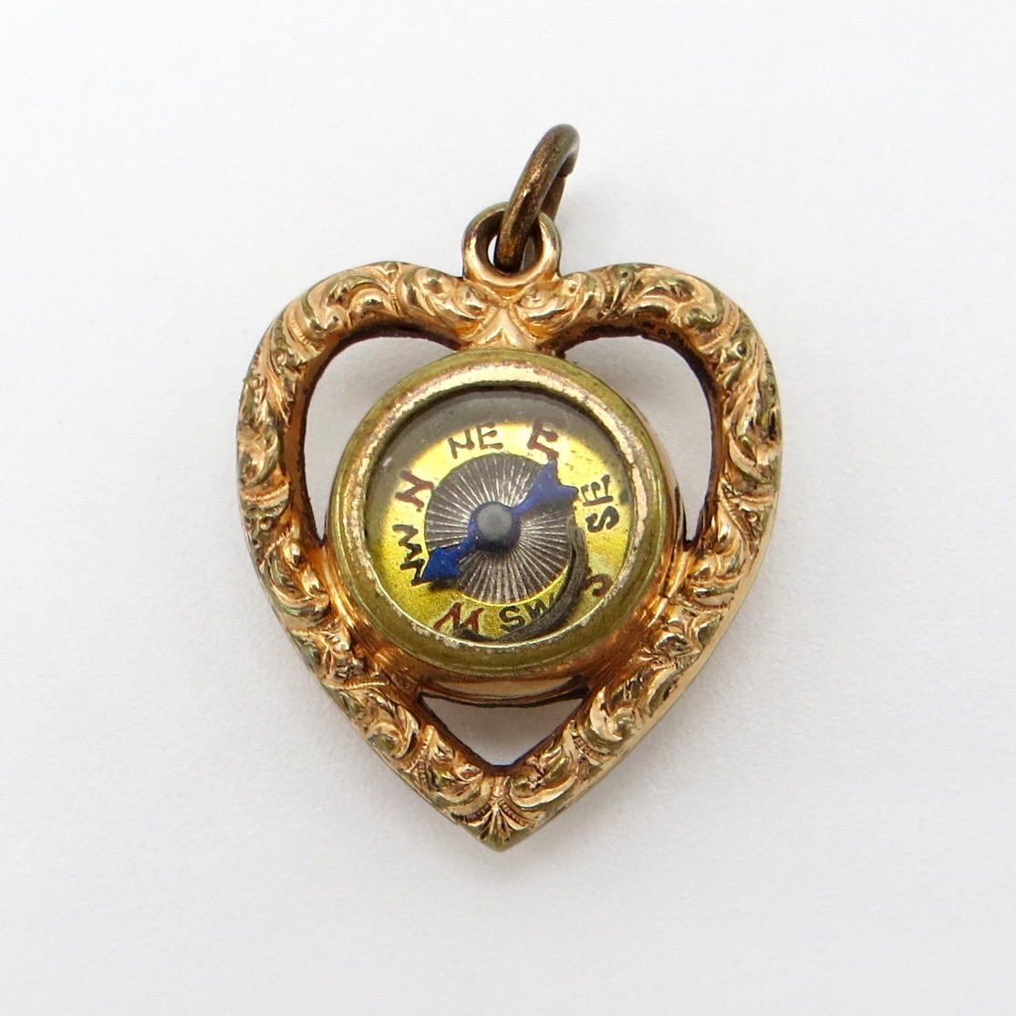 Victorian Compass & Carnelian Heart Pendant