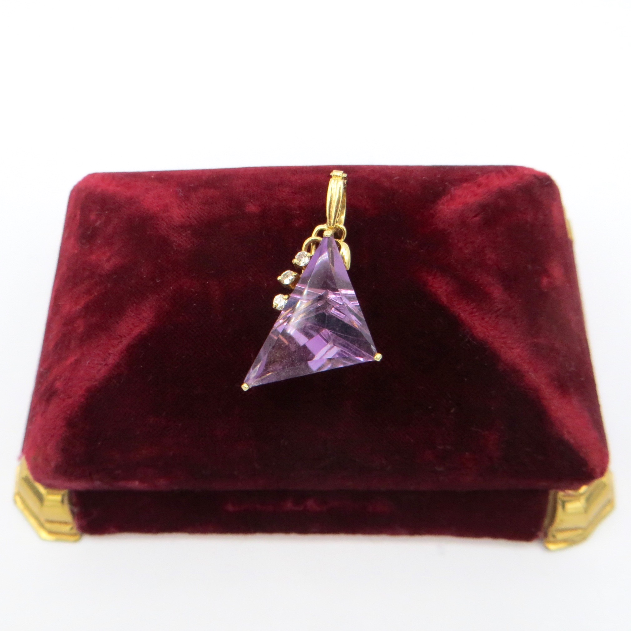 Amethyst & Diamond Triangle Pendant