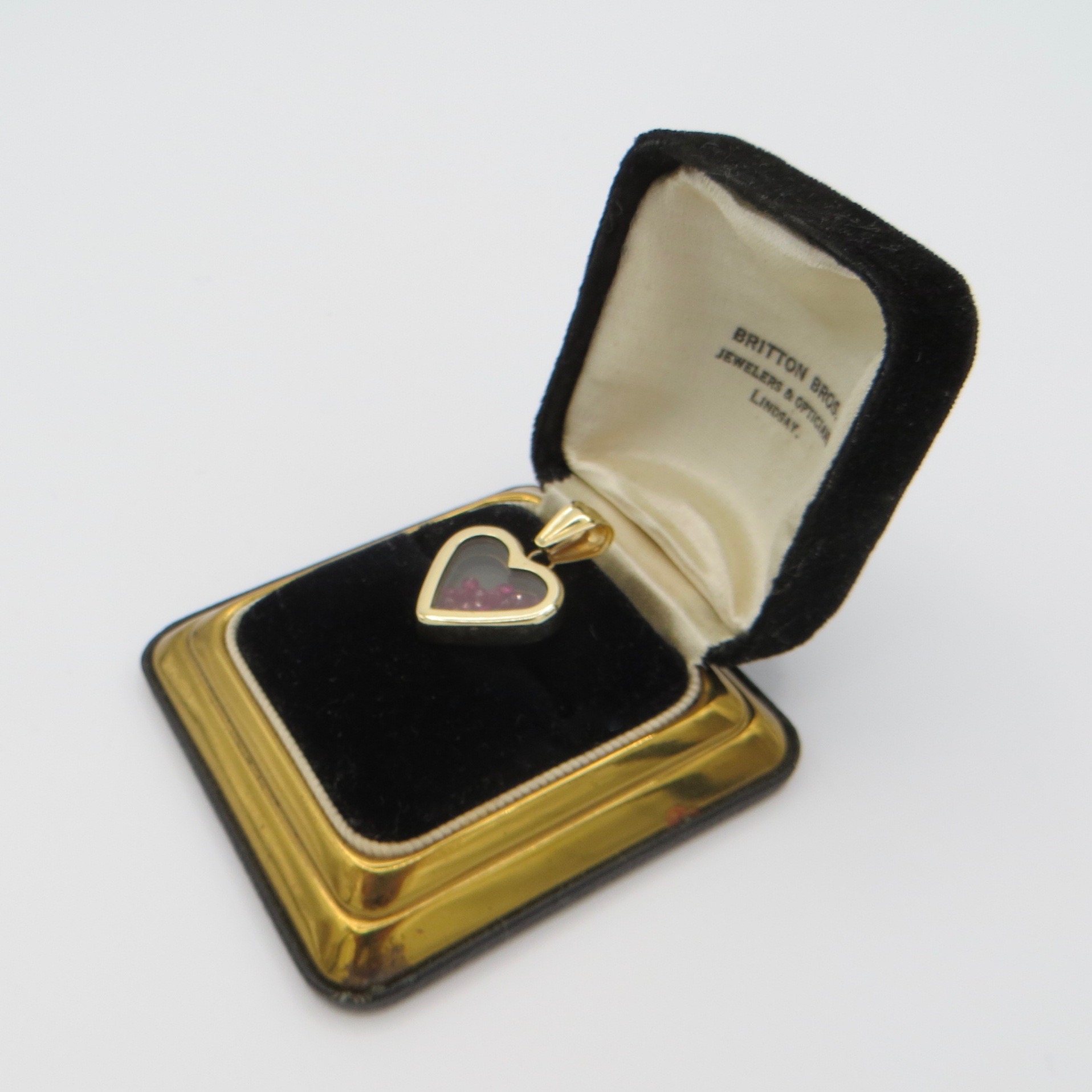 14kt Gold & Ruby Bead Heart Pendant