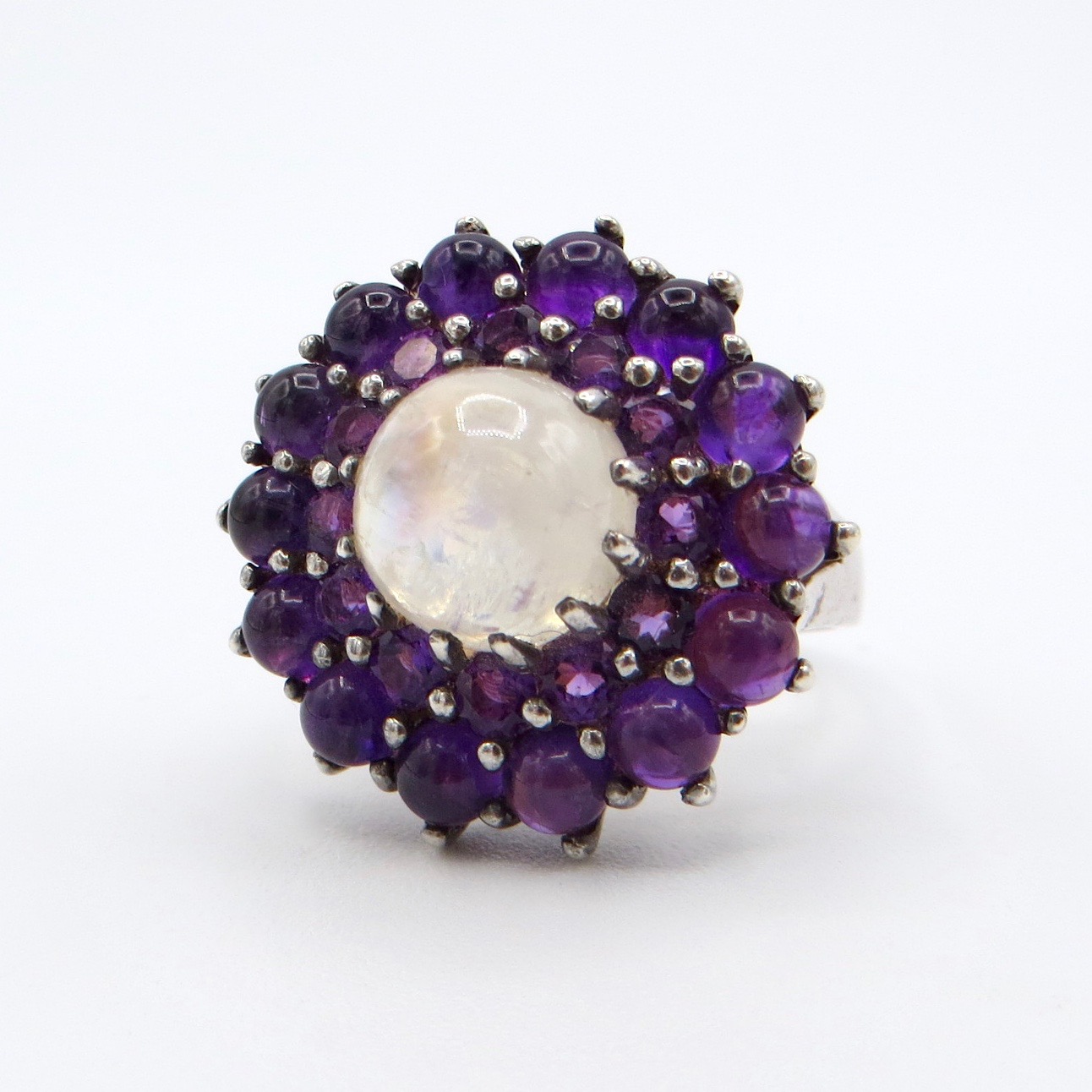 Moonstone & Amethyst Ring