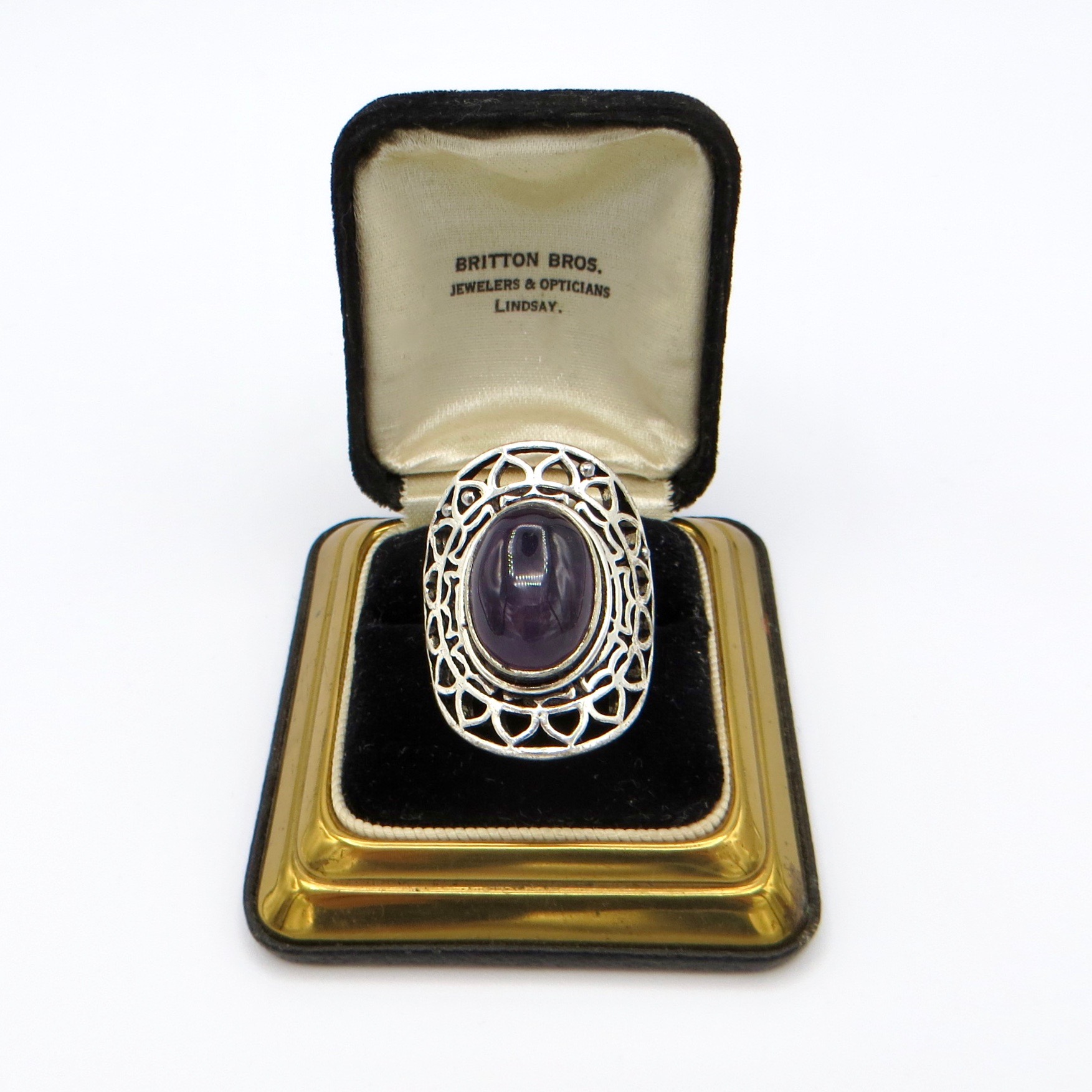 Silver & Amethyst Cabuchon Ring
