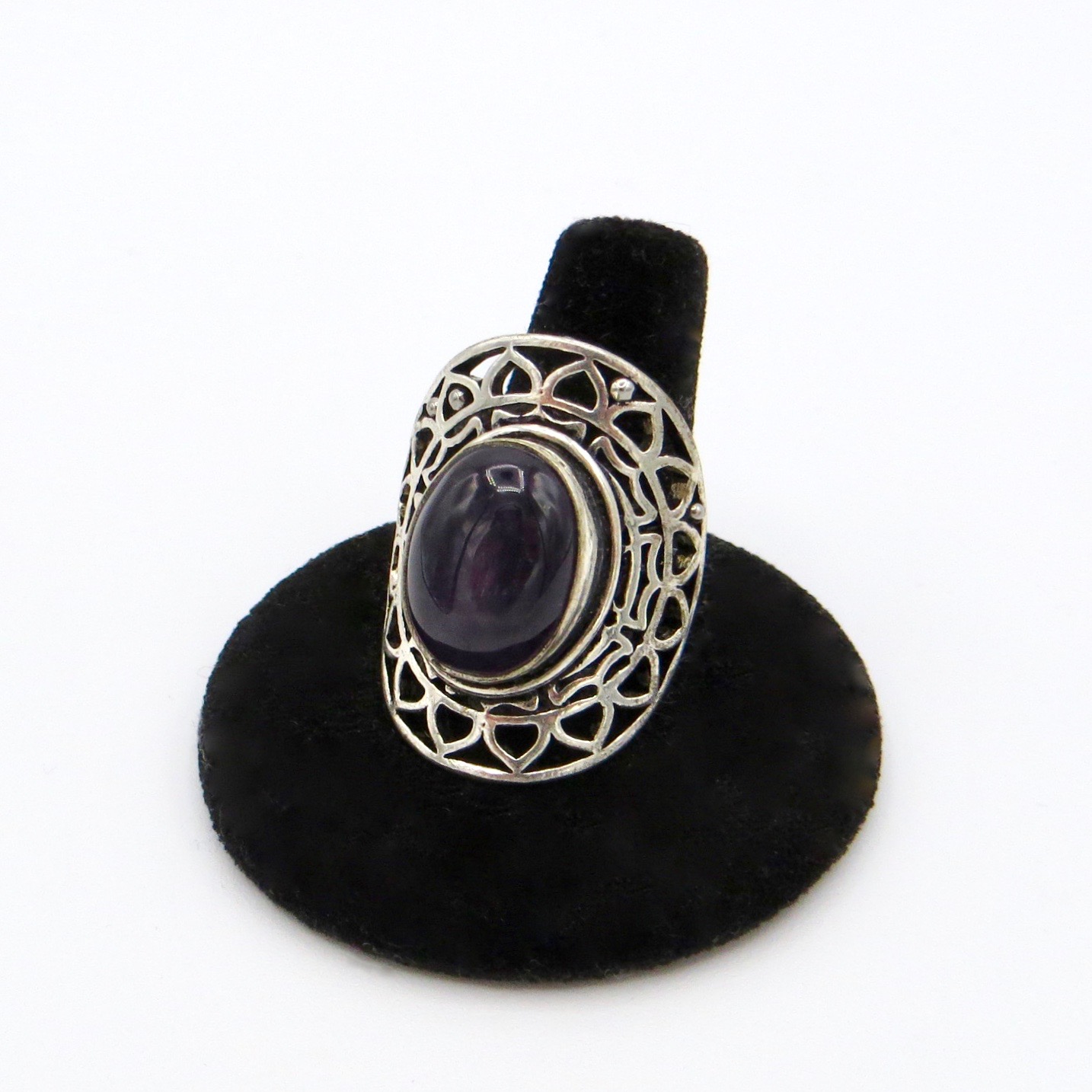 Silver & Amethyst Cabuchon Ring