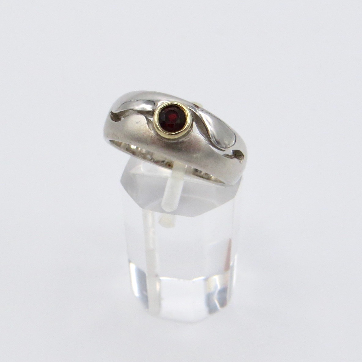 Silver & 14kt Gold Garnet Ring