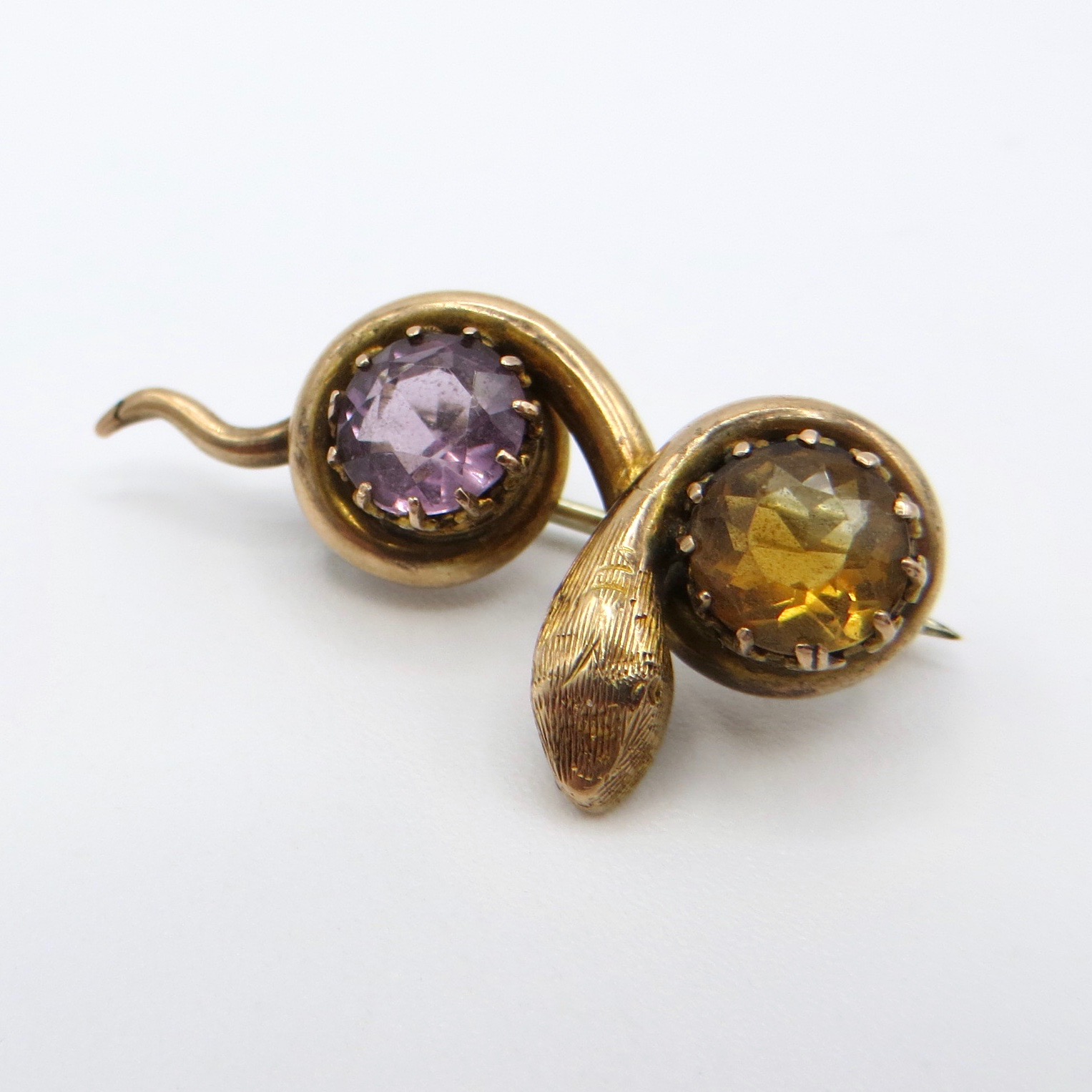 Citrine & Amethyst Snake Brooch 