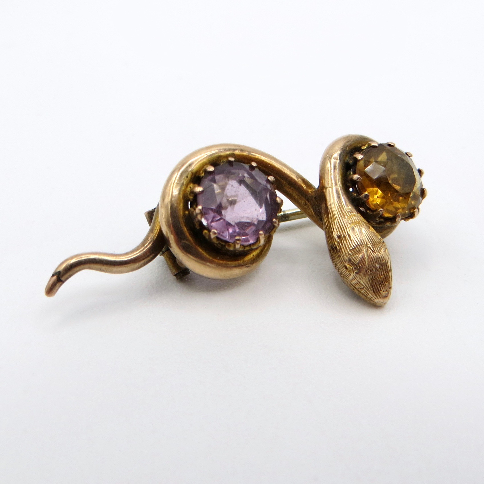 Citrine & Amethyst Snake Brooch 