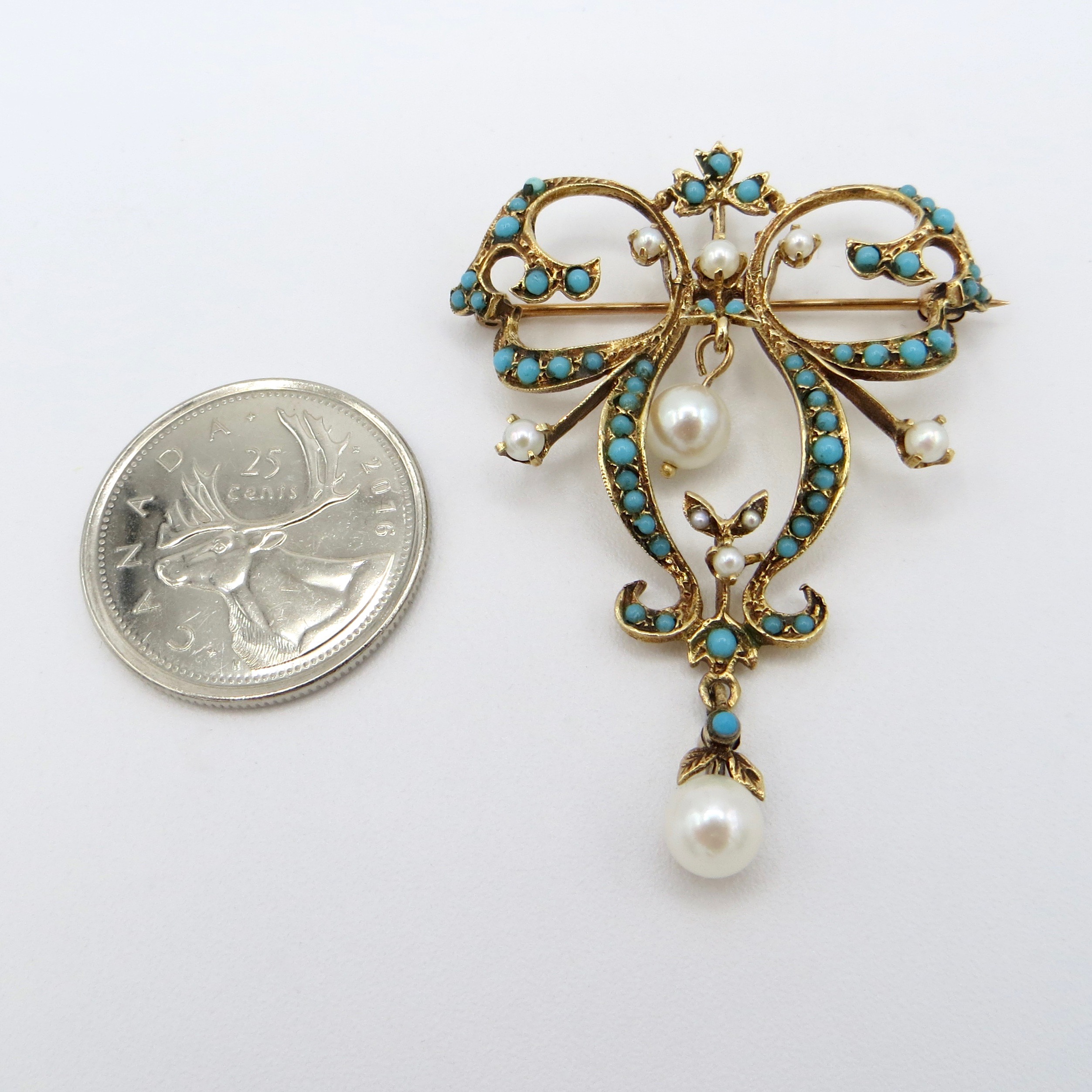 Turquoise & Pearl Brooch/Pendant