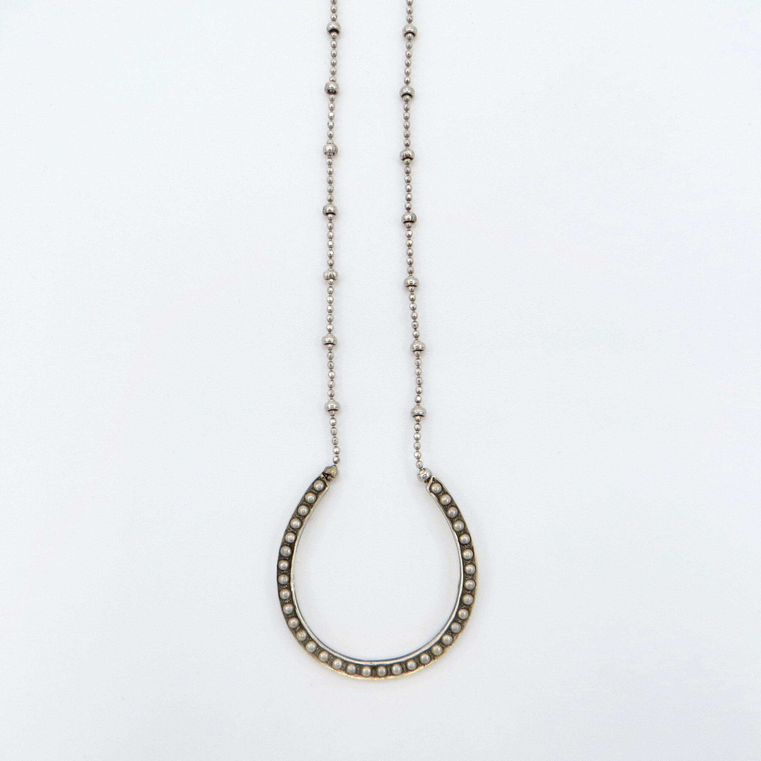 Adapted Victorian Silver & Pearl Horseshoe Necklace