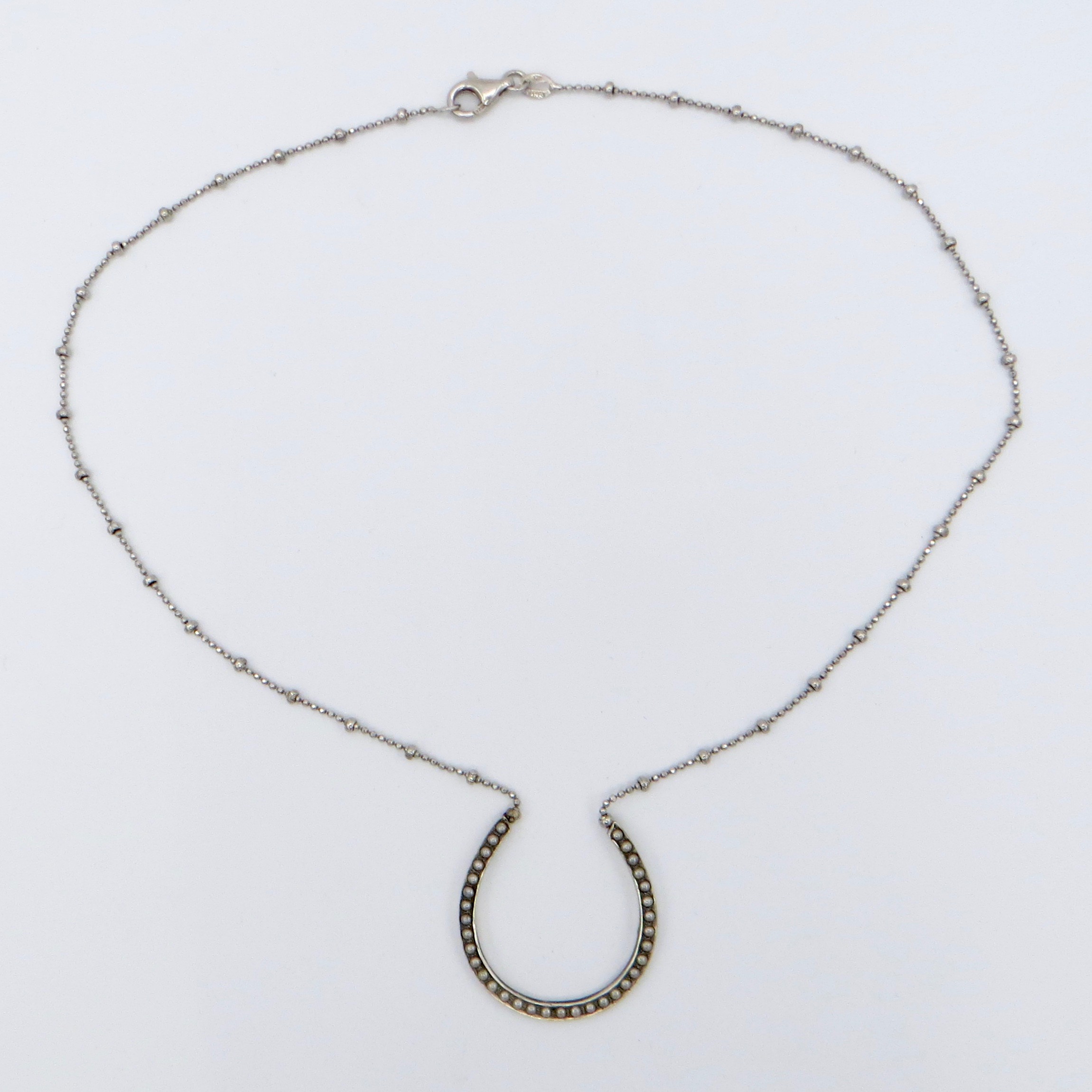 Adapted Victorian Silver & Pearl Horseshoe Necklace