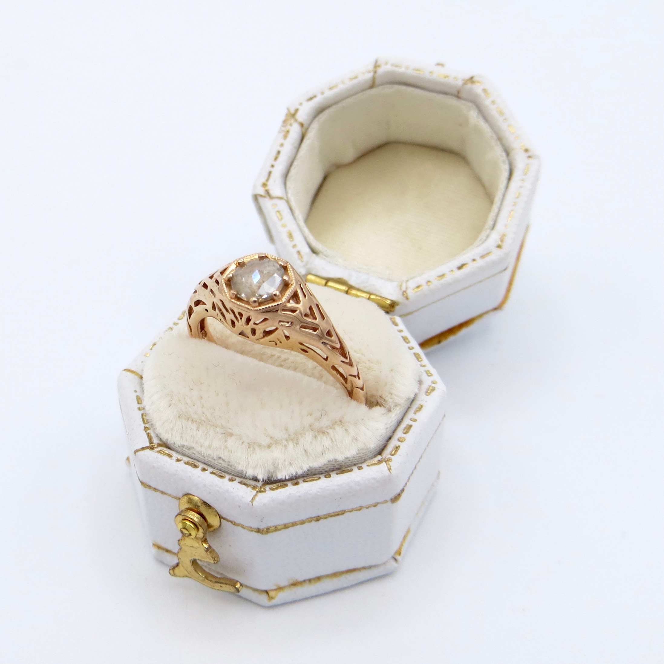 Rose Gold Rose Cut Diamond Ring