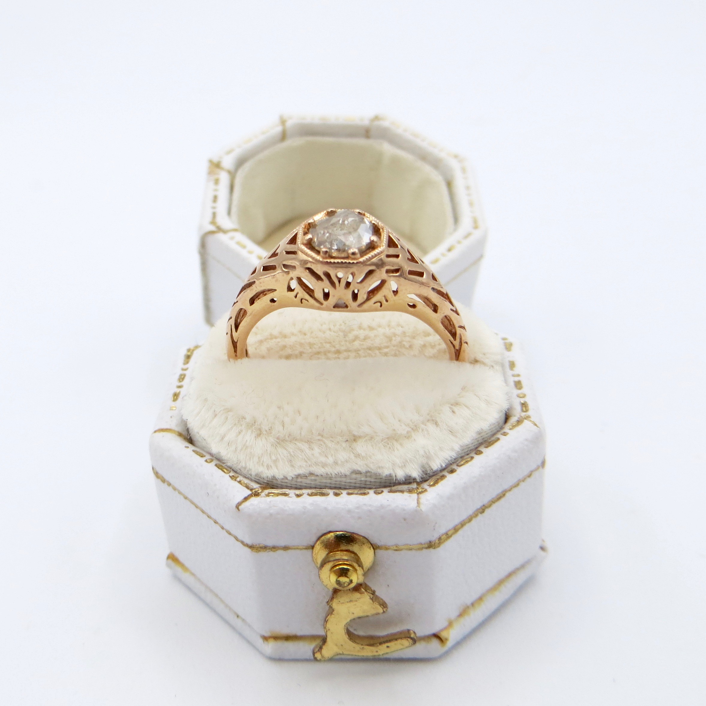 Rose Gold Rose Cut Diamond Ring